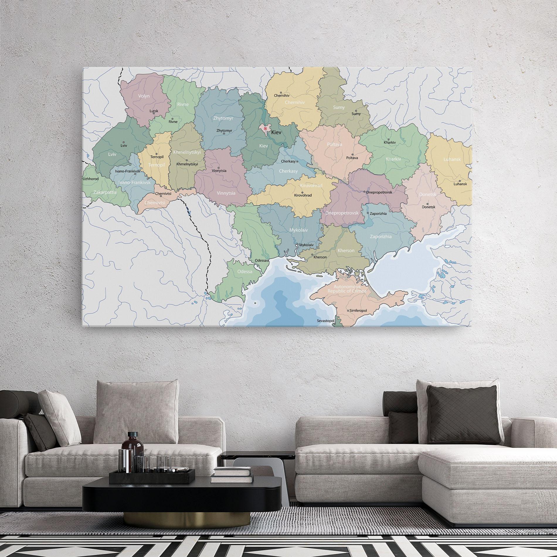 Leinwandbild Ukraine Map mockup 2