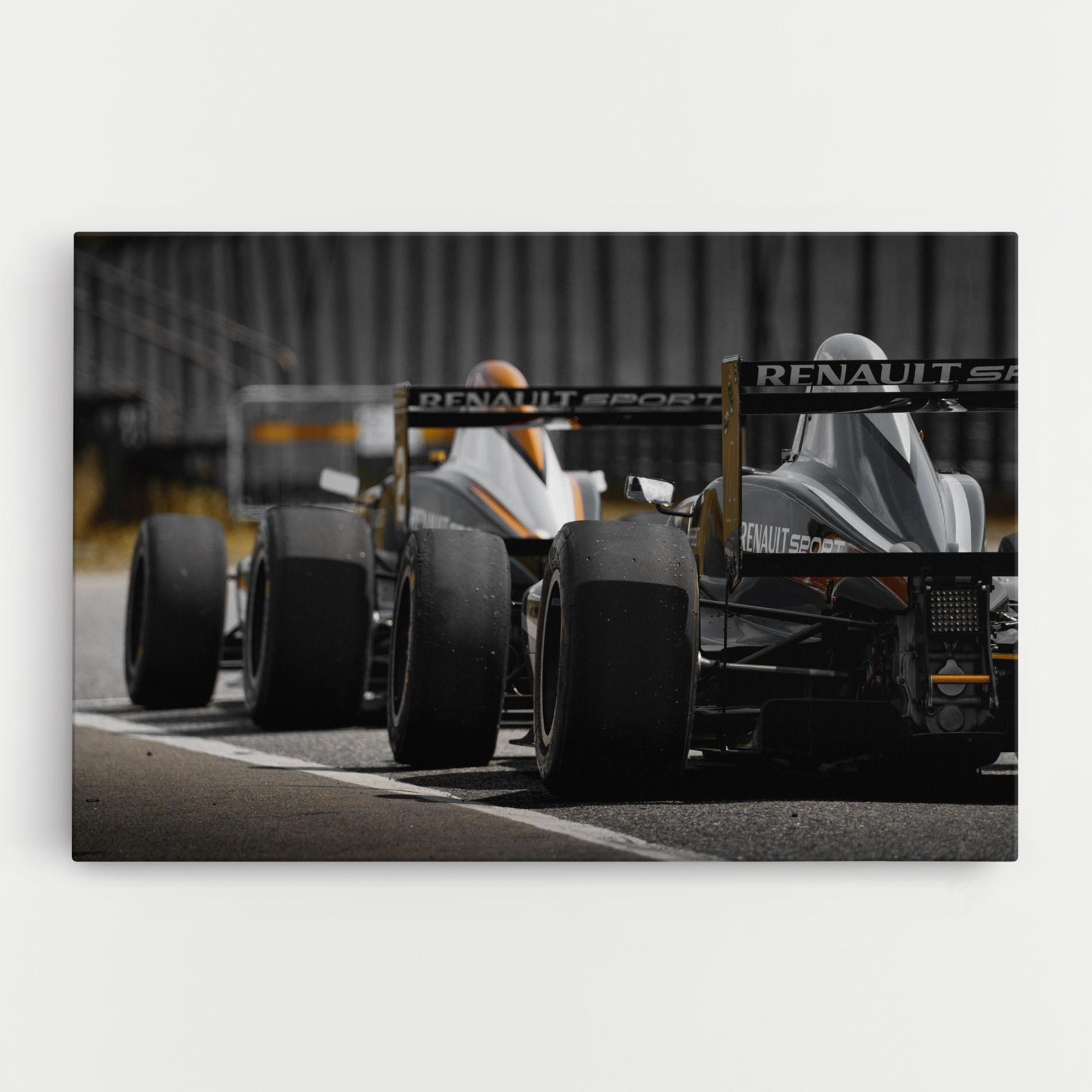 Leinwandbild Grey F1 Cars mockup 0