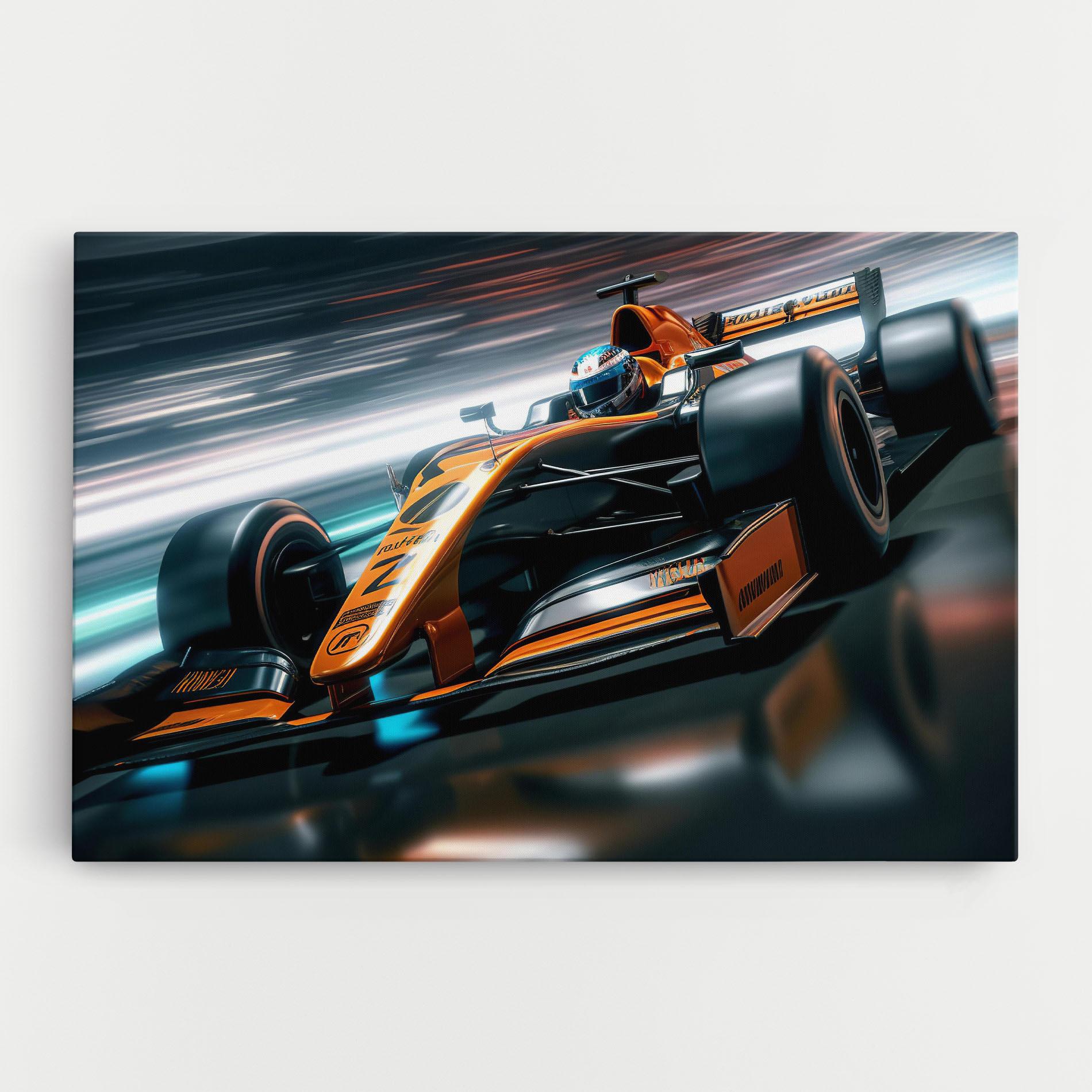 Leinwandbild Orange F1 Car mockup 0