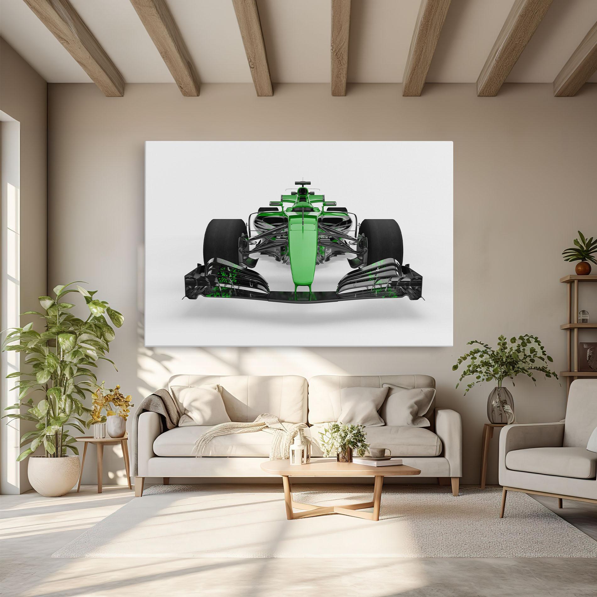 Leinwandbild Green F1 Car mockup 6
