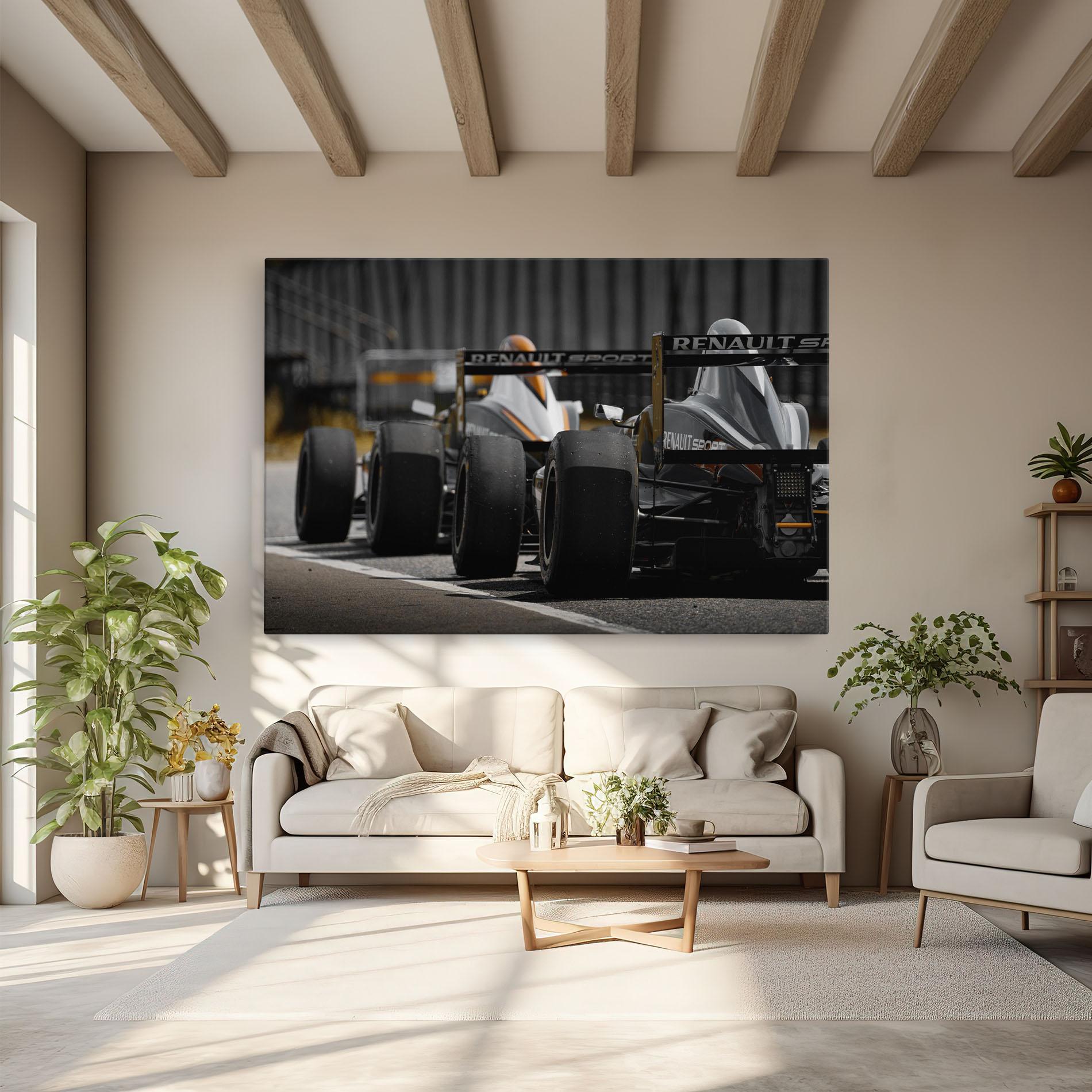 Leinwandbild Grey F1 Cars mockup 6