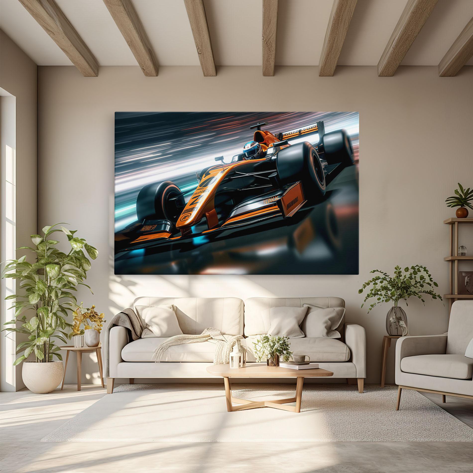Leinwandbild Orange F1 Car mockup 6