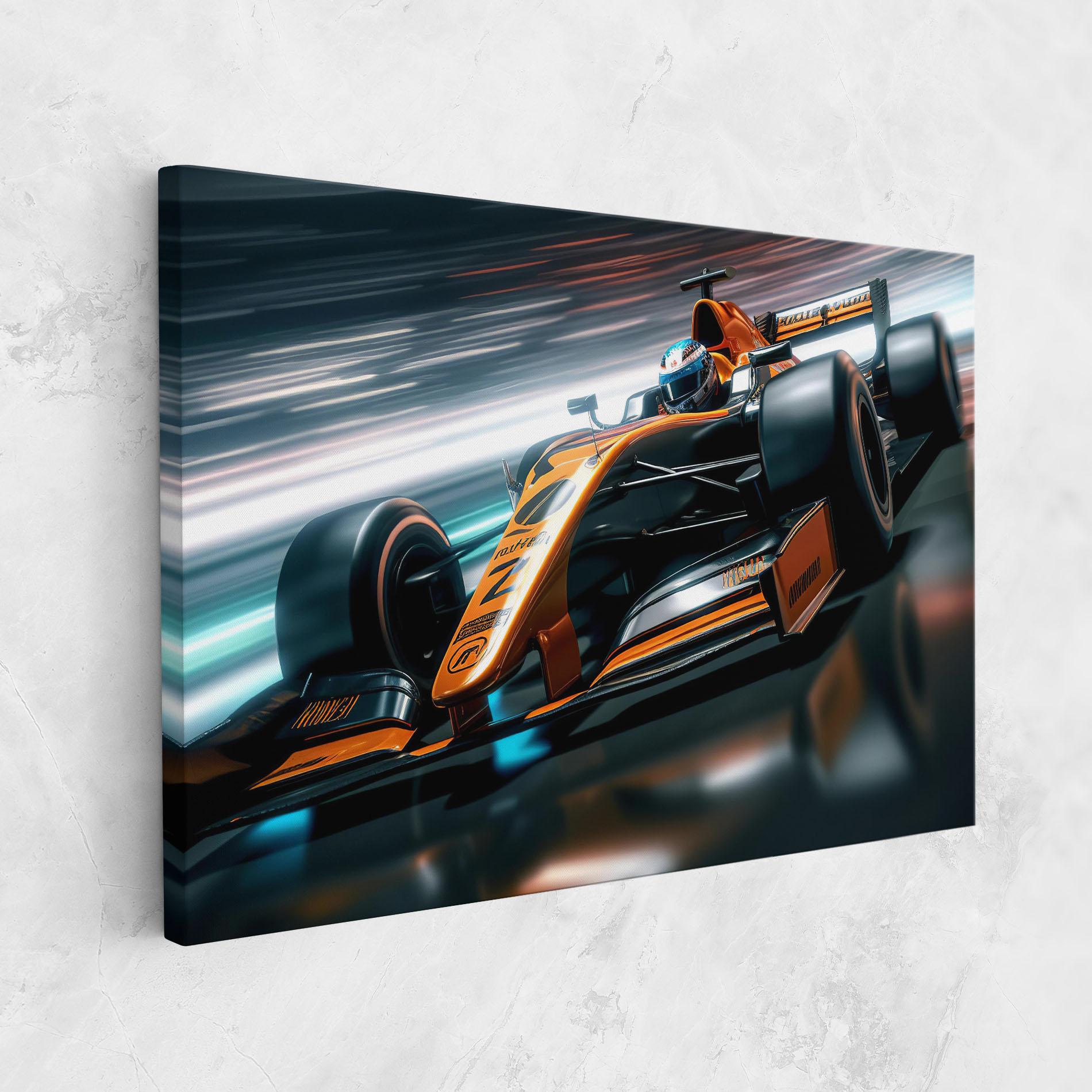 Leinwandbild Orange F1 Car mockup 1