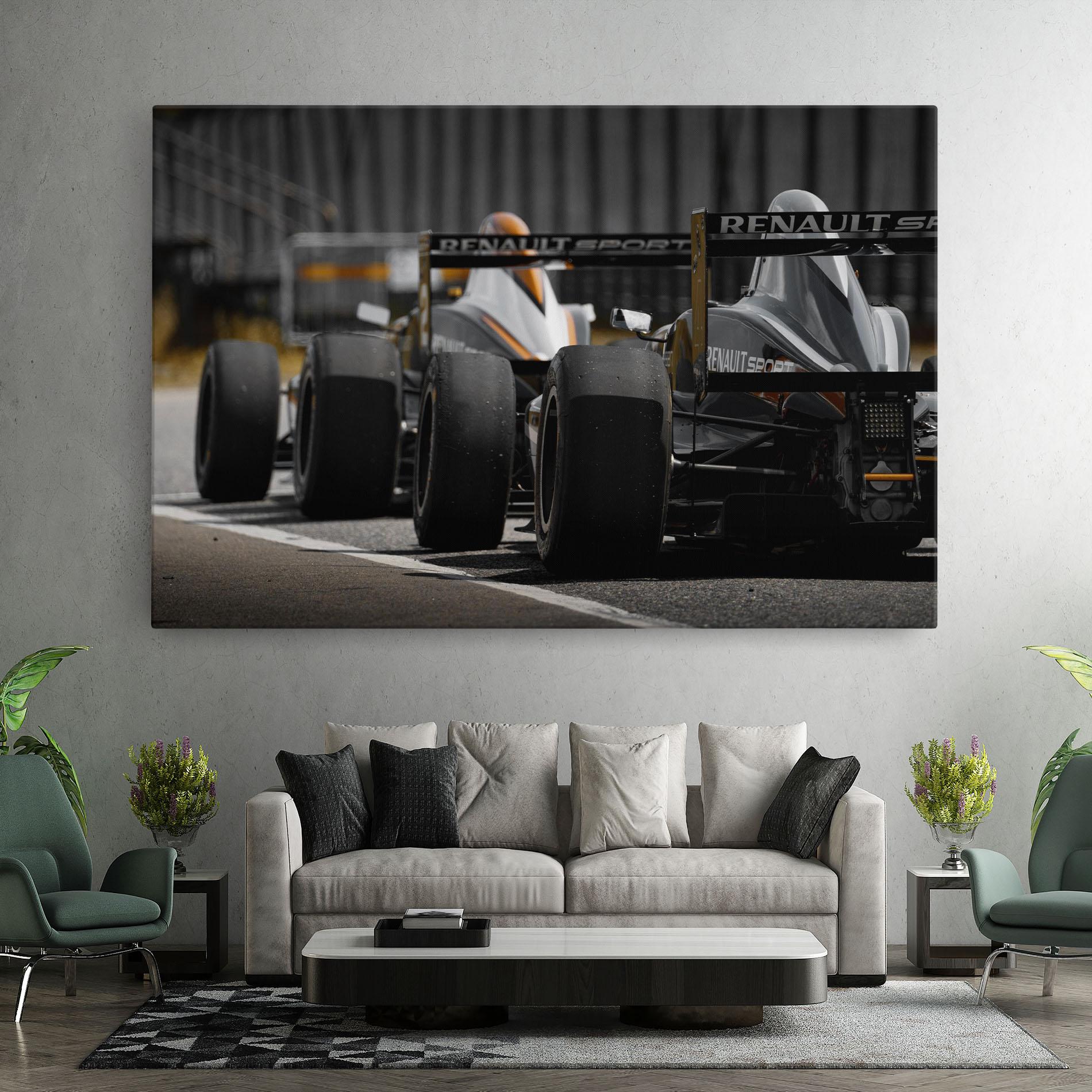 Leinwandbild Grey F1 Cars mockup 7