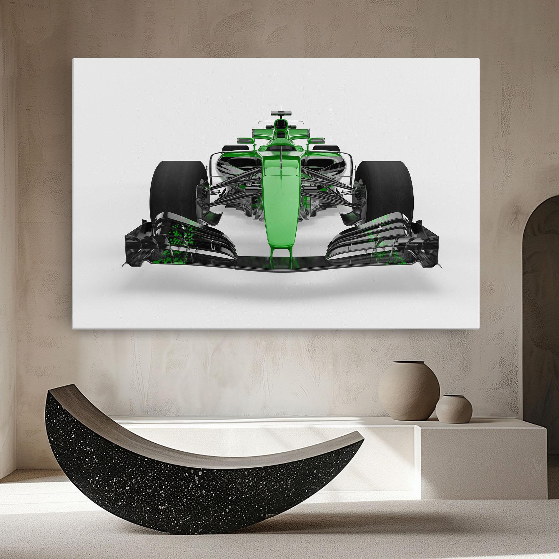 Leinwandbild Green F1 Car mockup 8