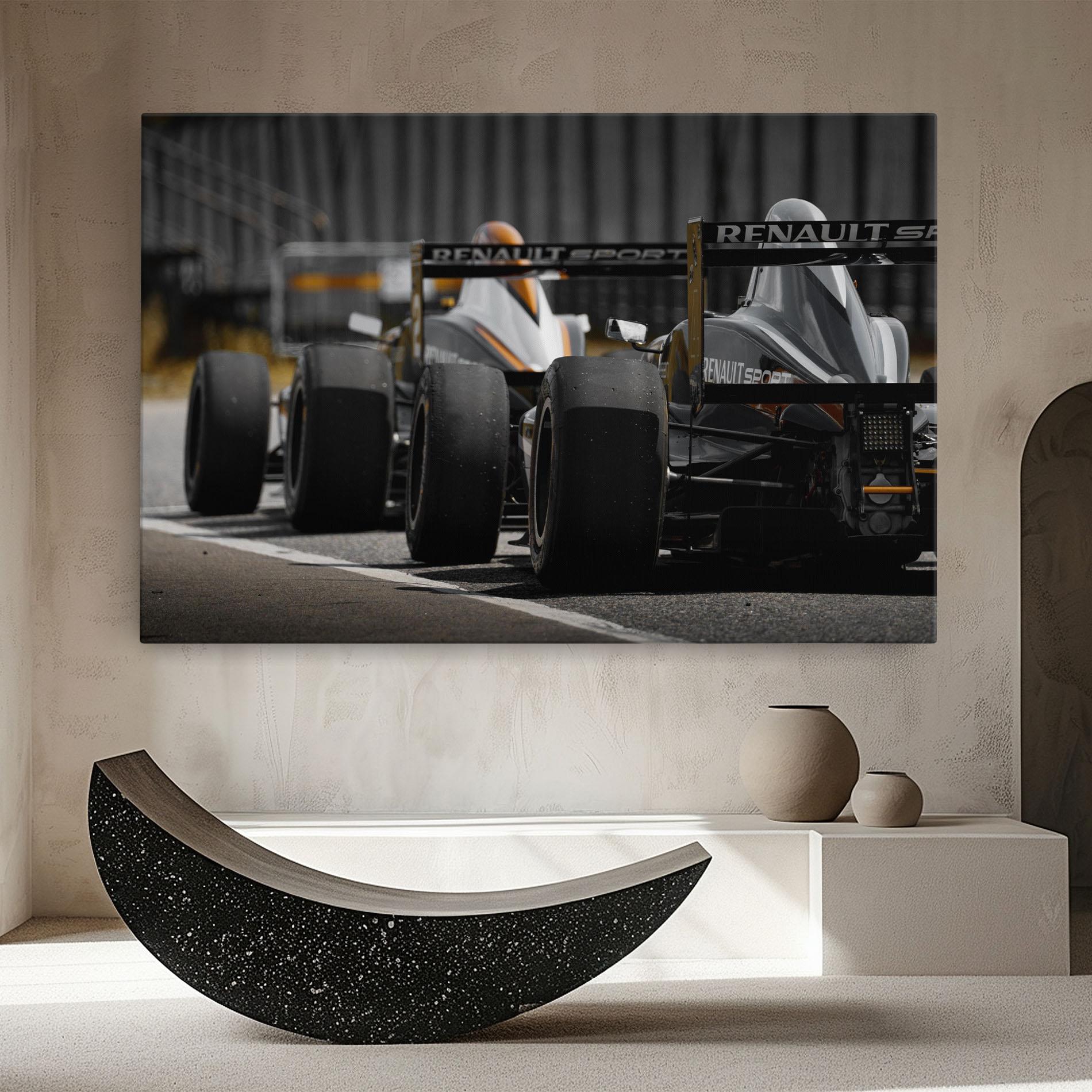Leinwandbild Grey F1 Cars mockup 8