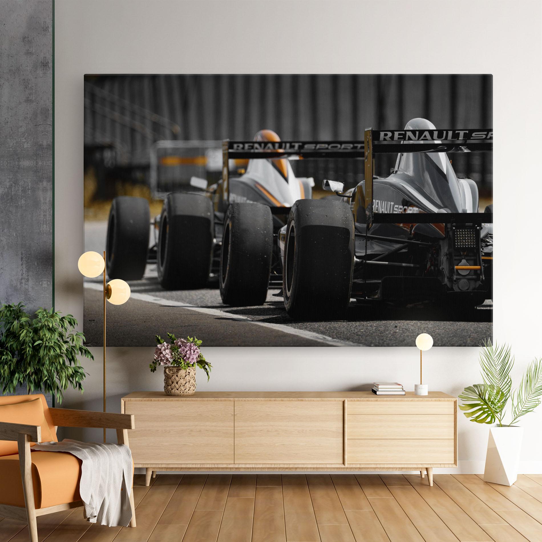 Leinwandbild Grey F1 Cars mockup 9
