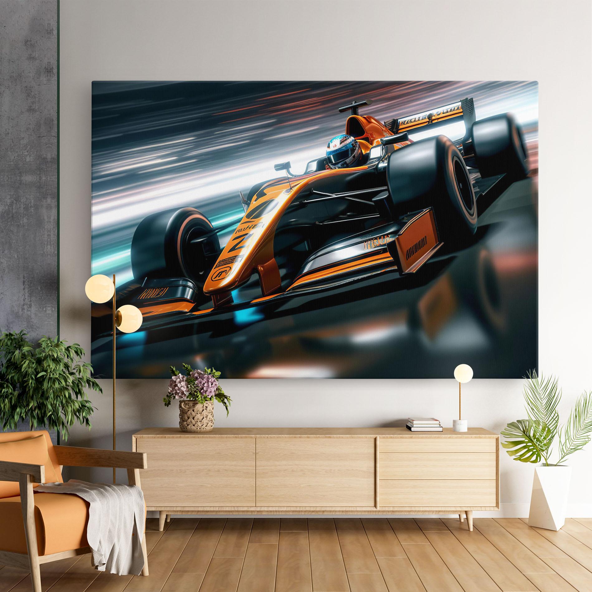 Leinwandbild Orange F1 Car mockup 9