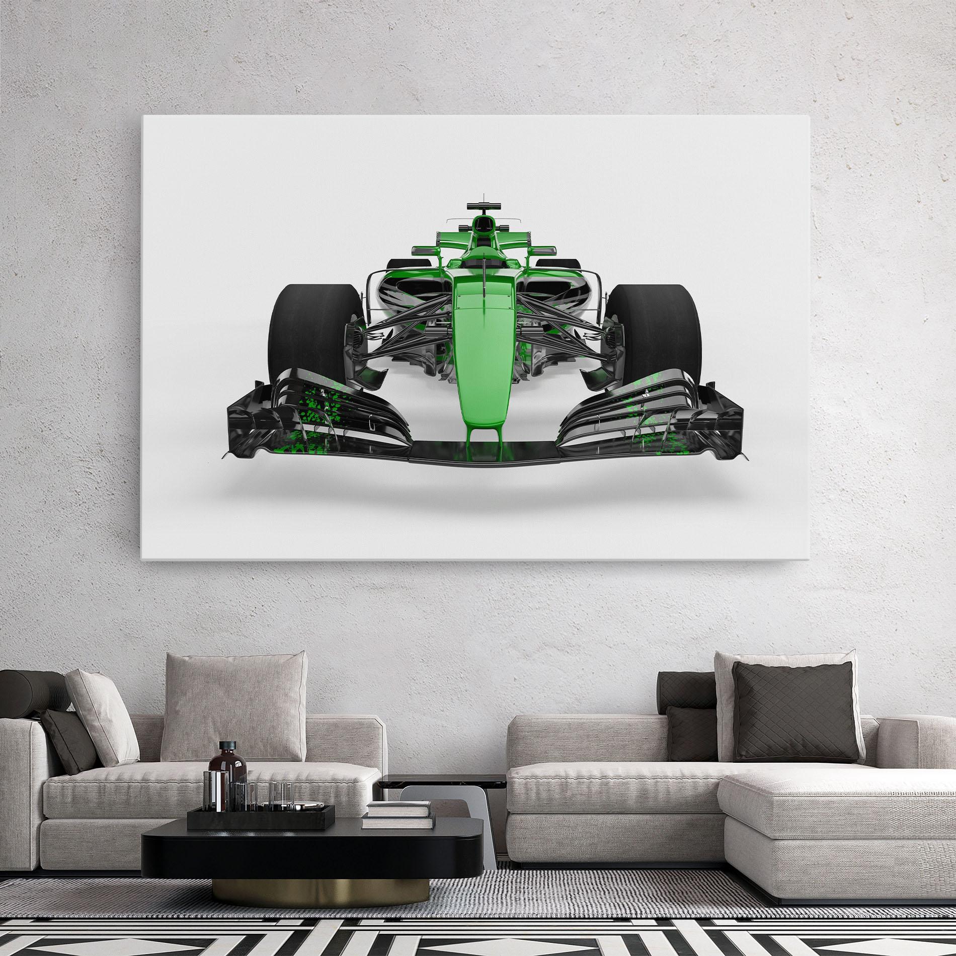 Leinwandbild Green F1 Car mockup 2
