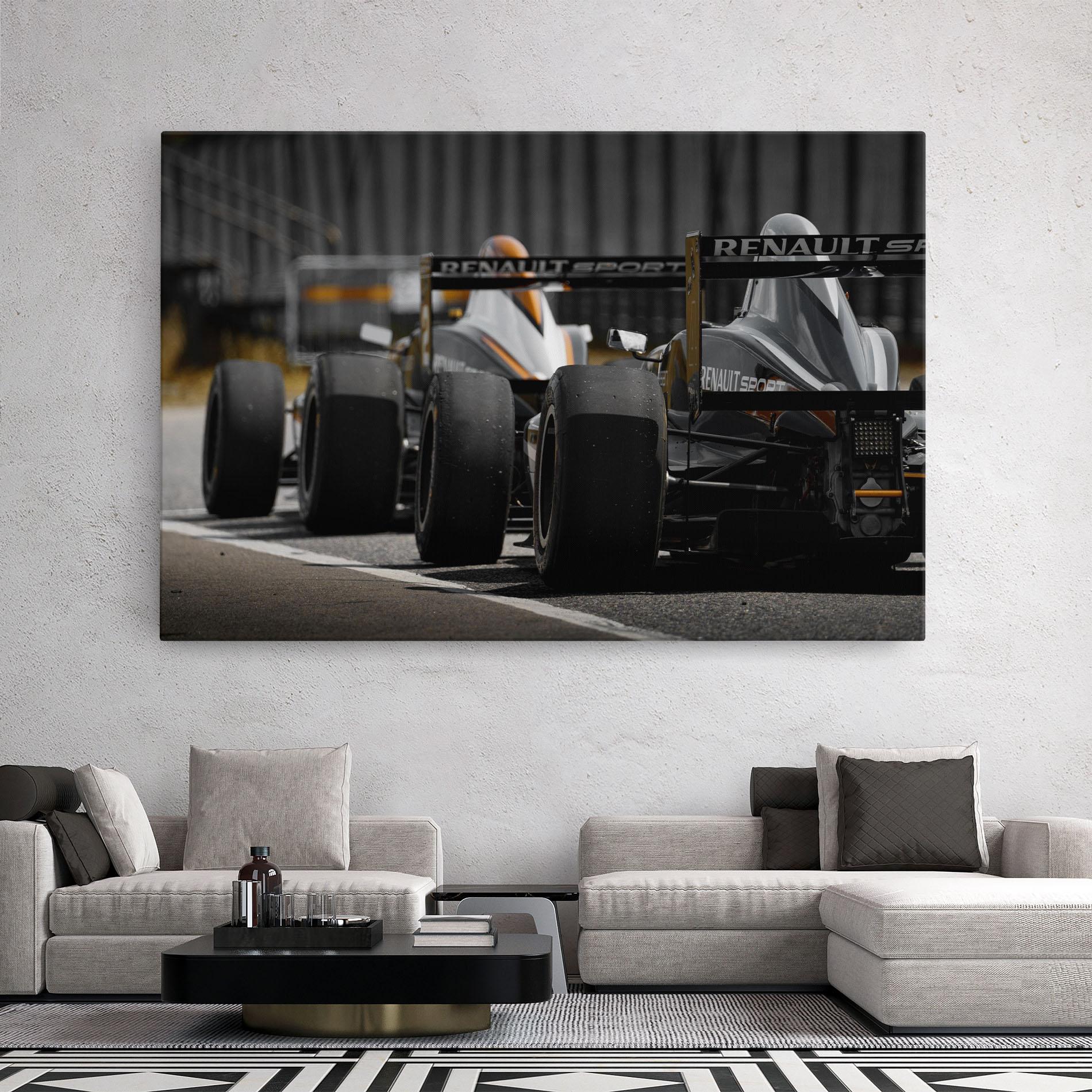 Leinwandbild Grey F1 Cars mockup 2