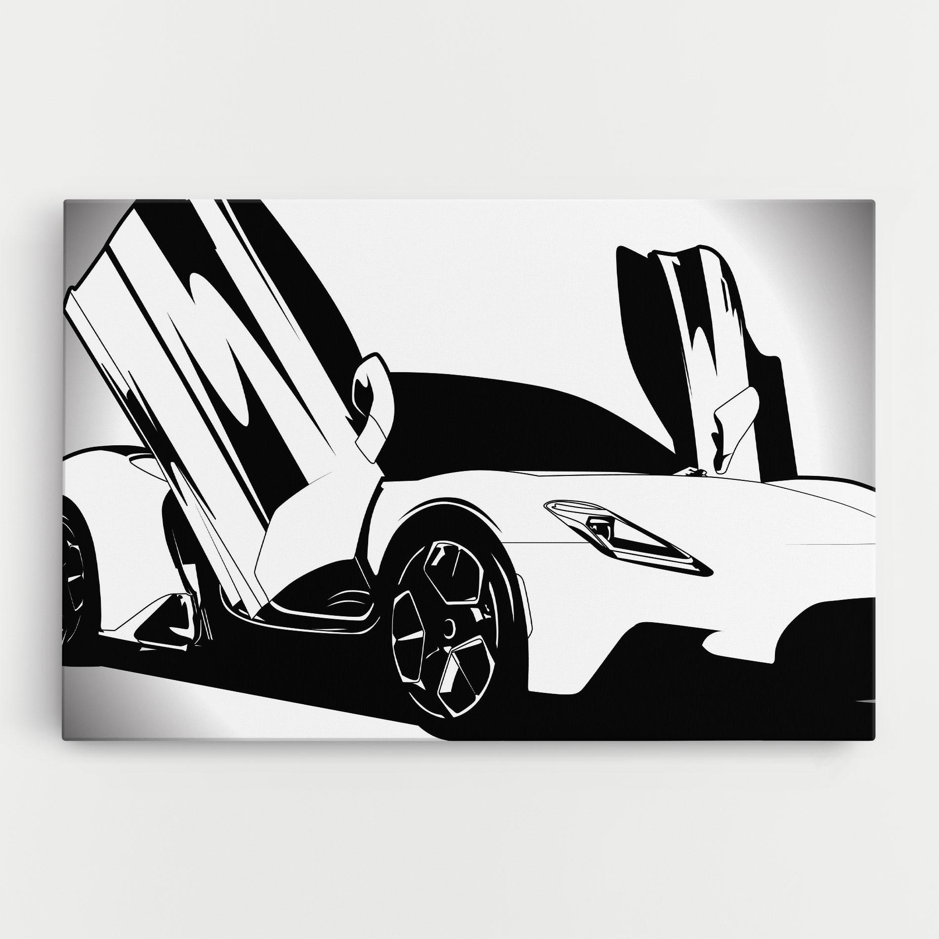 Leinwandbild Black White Car mockup 0