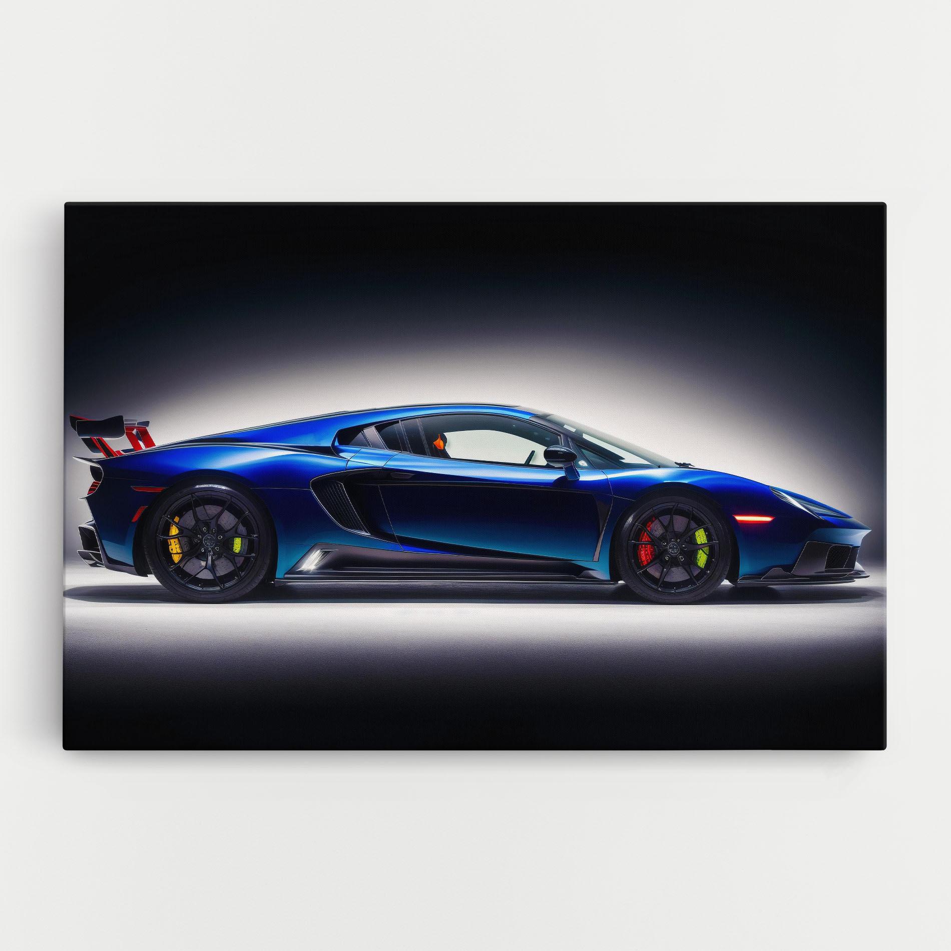Leinwandbild Blue Hypercar Side mockup 0