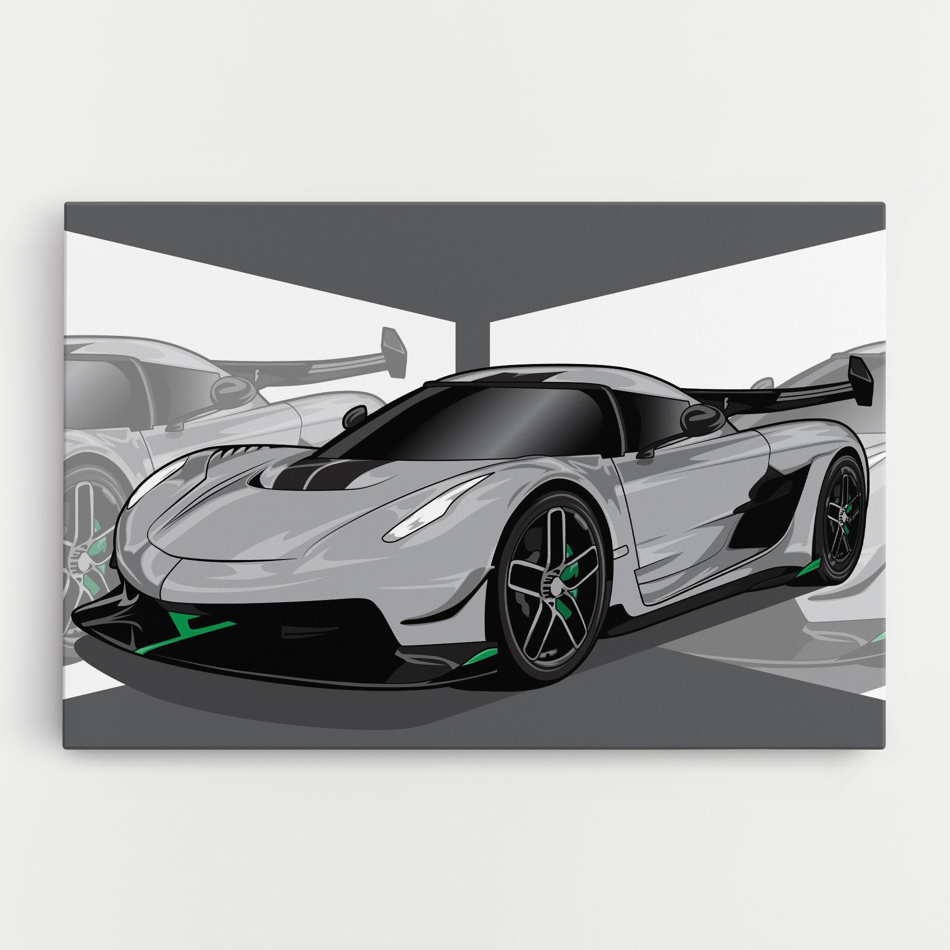 Leinwandbild Grey Sport Car mockup 0