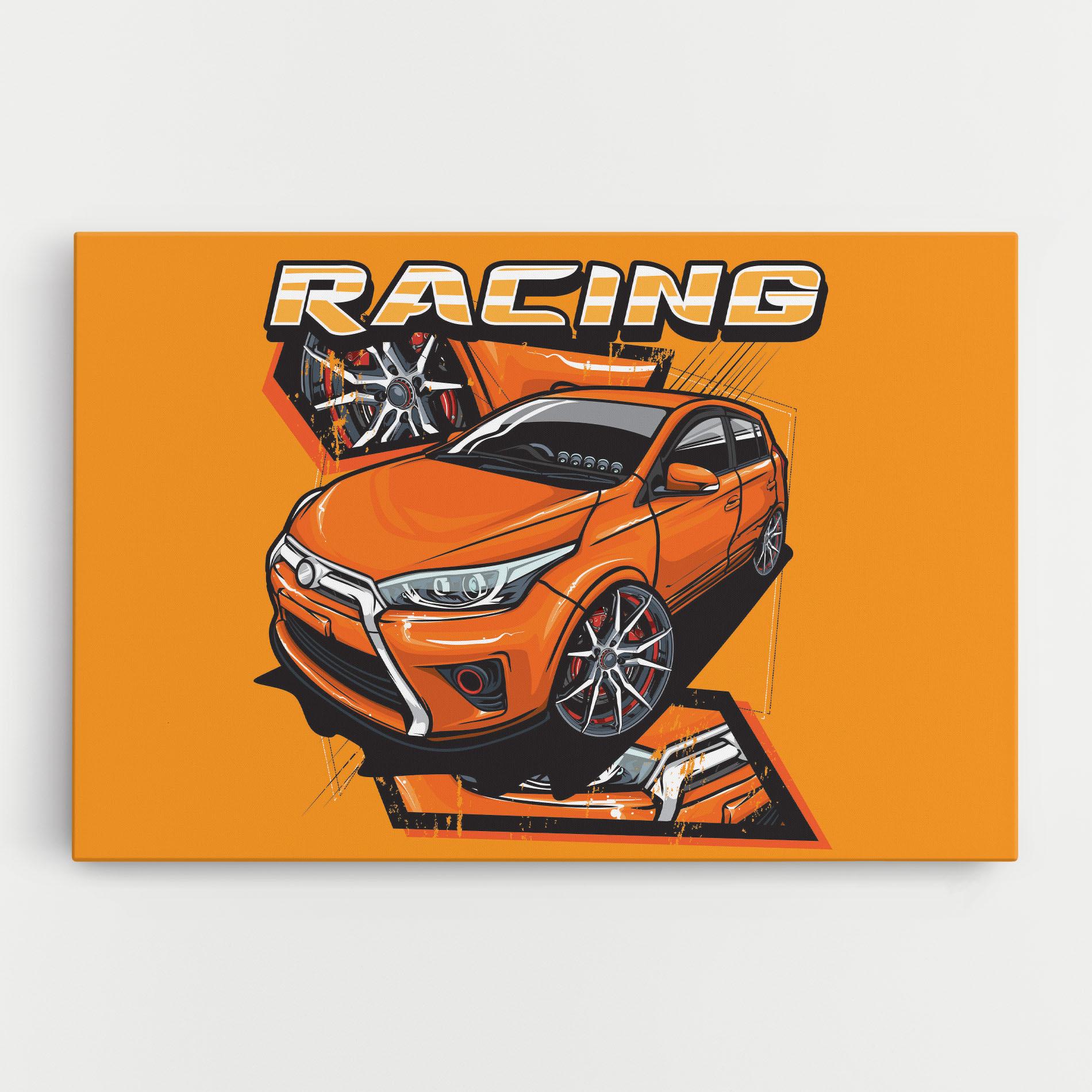 Leinwandbild Racing Orange Car mockup 0