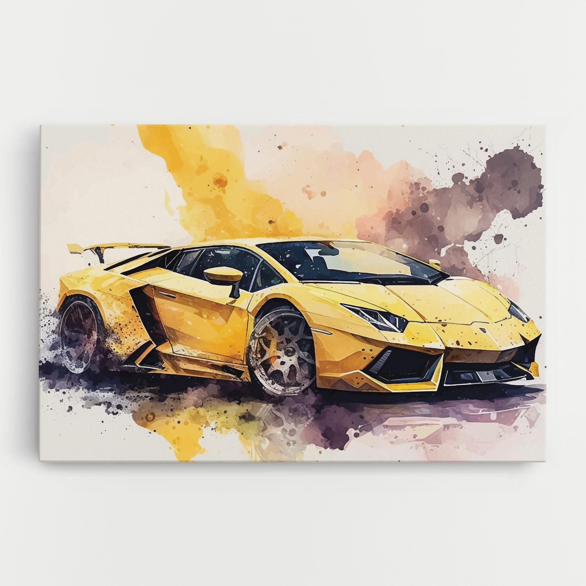 Leinwandbild Watercolor Sport Car mockup 0