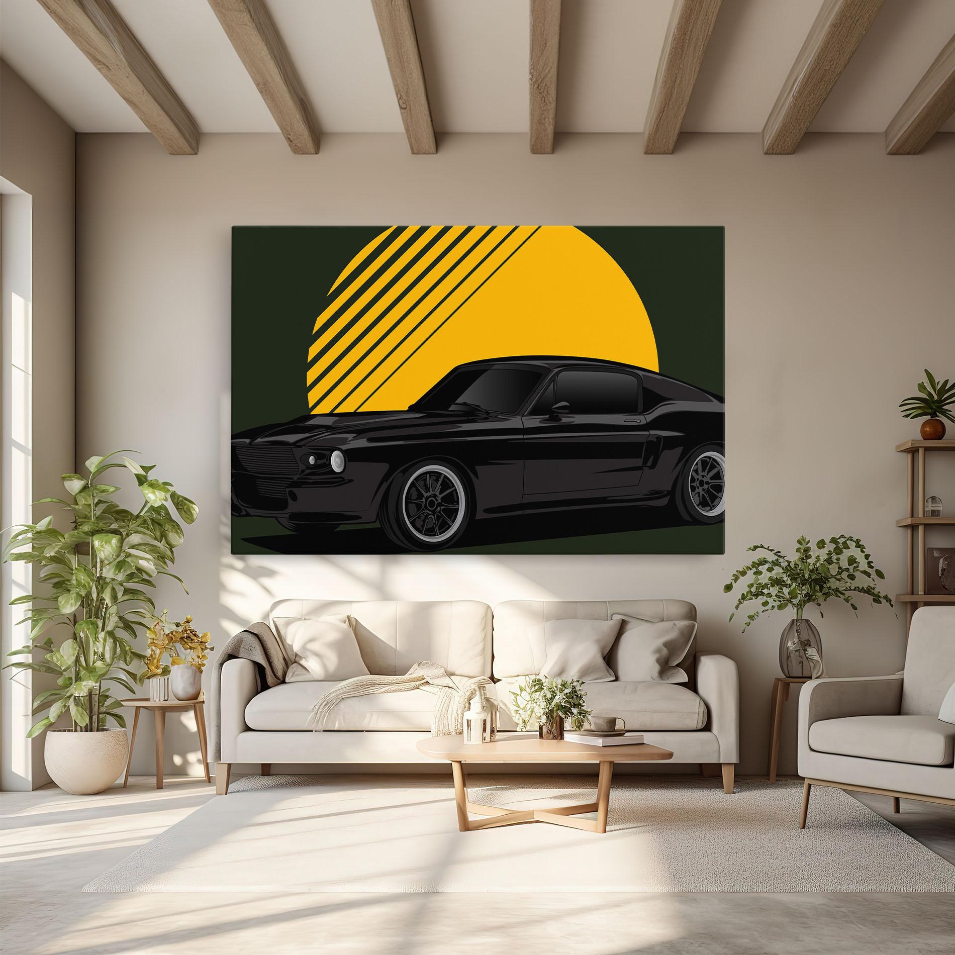Leinwandbild Black Car Sun mockup 6