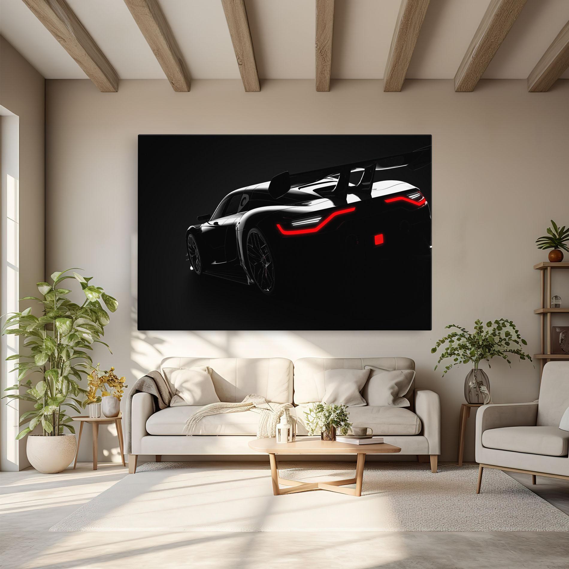 Leinwandbild Black Hypercar Car mockup 6