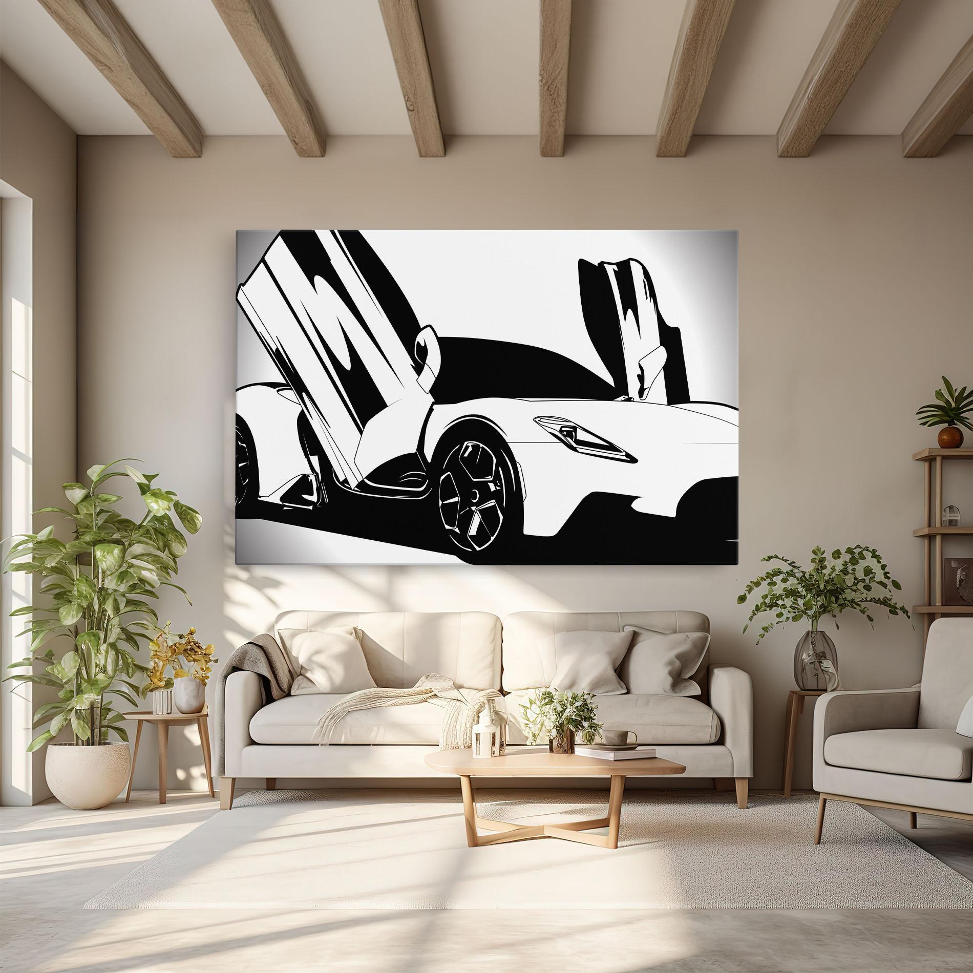 Leinwandbild Black White Car mockup 6