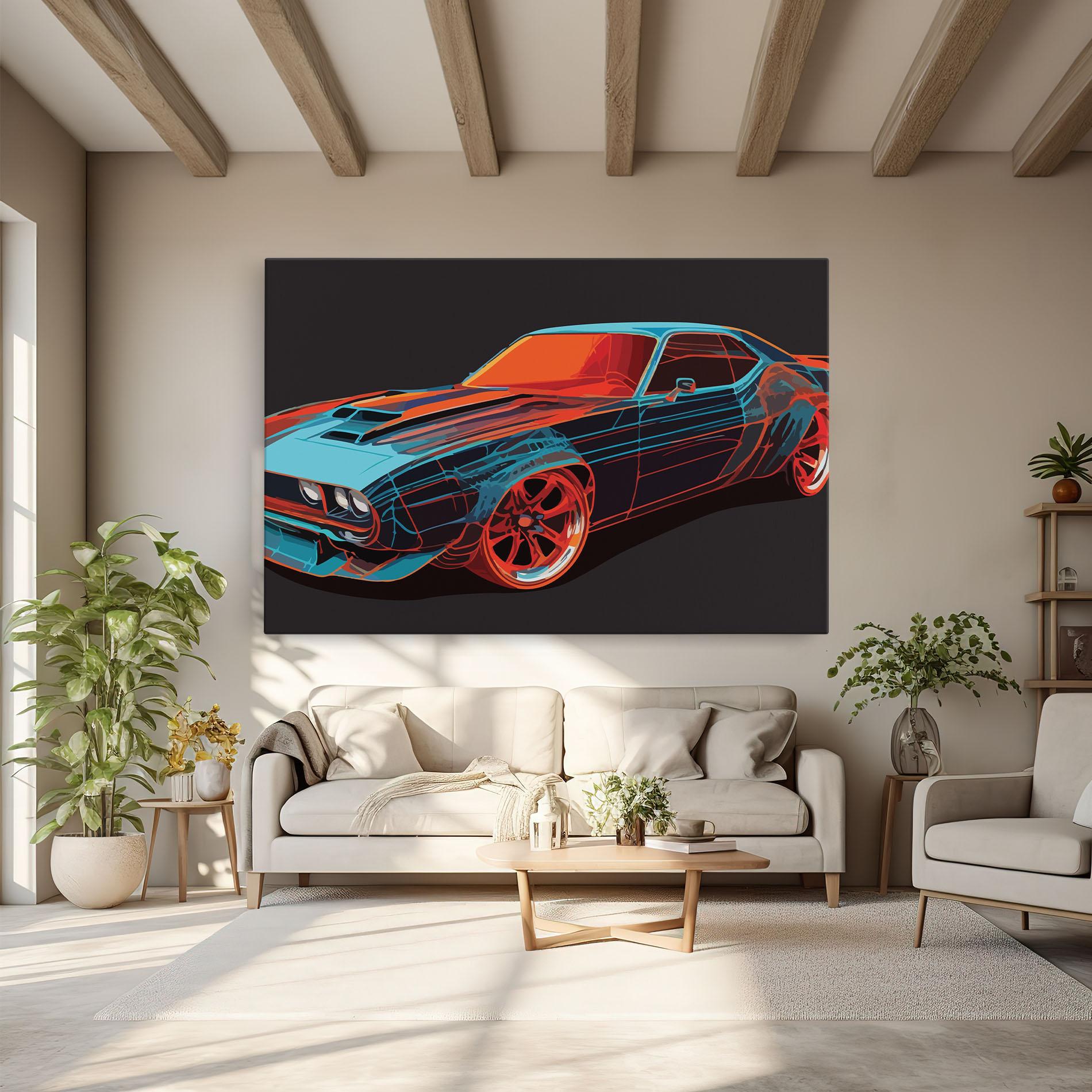 Leinwandbild Blue Orange Car mockup 6