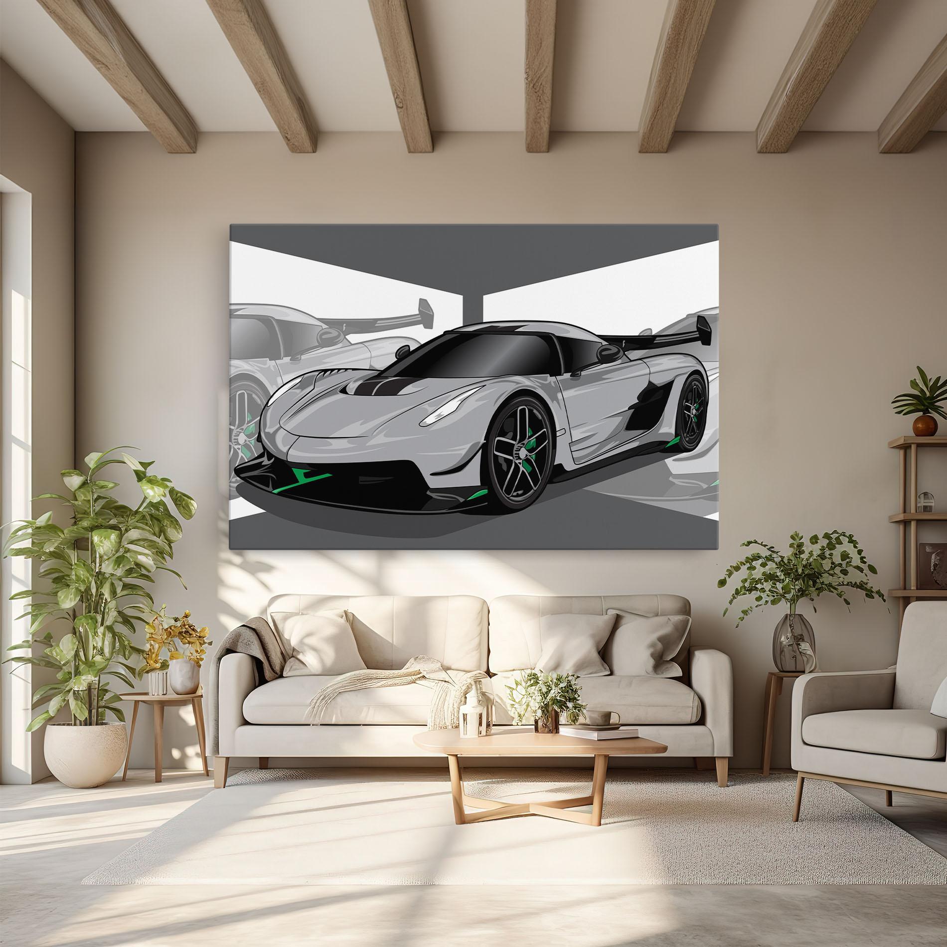 Leinwandbild Grey Sport Car mockup 6
