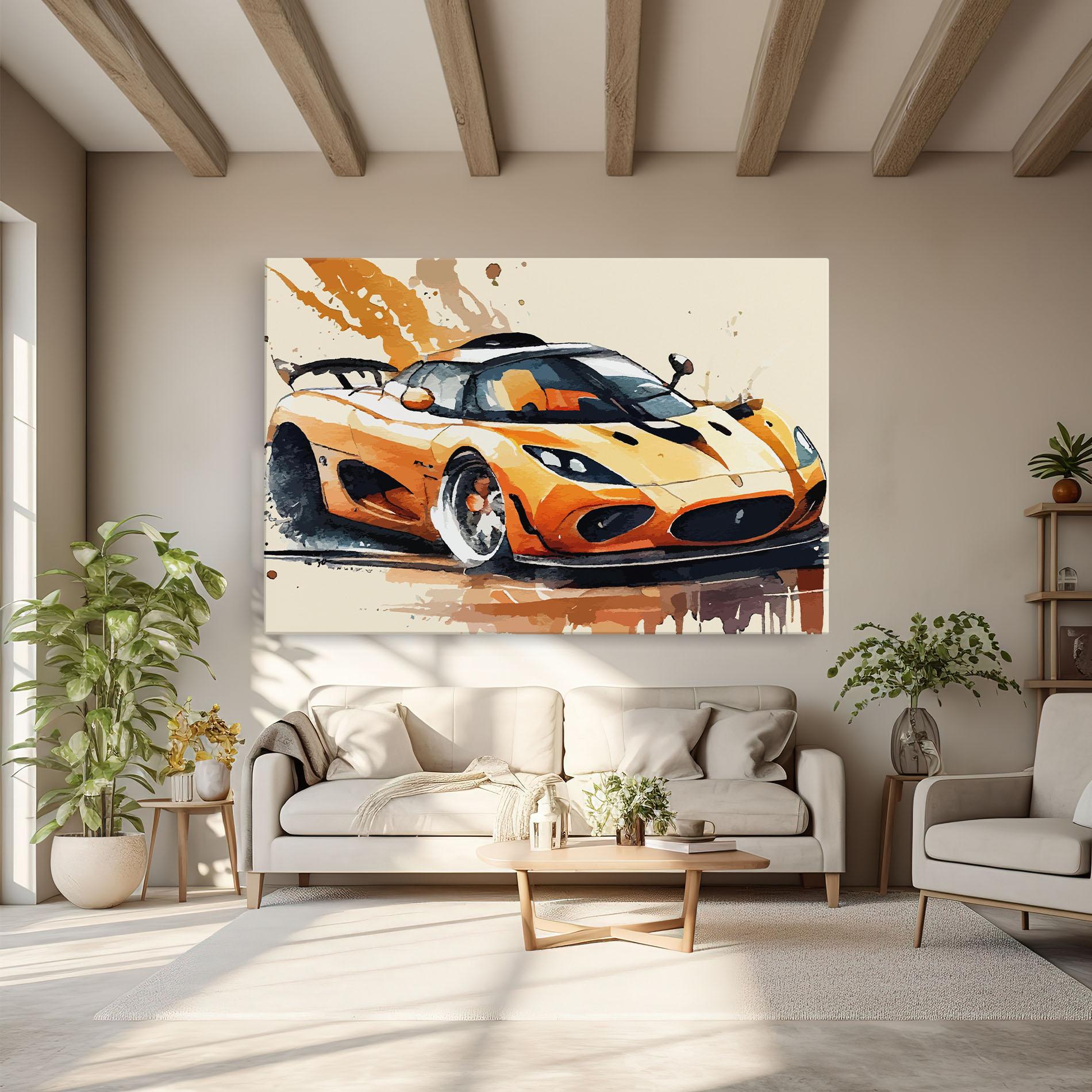 Leinwandbild Orange Paint Car mockup 6