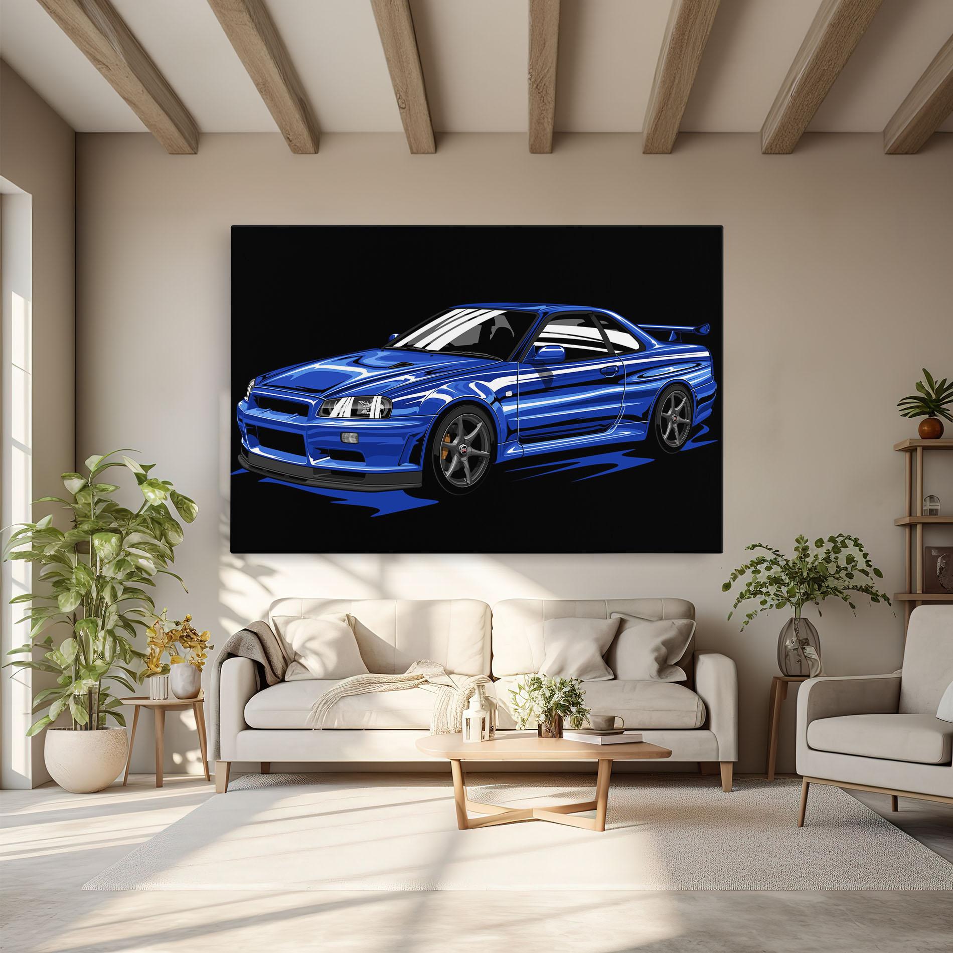 Leinwandbild Sport Blue Car mockup 6