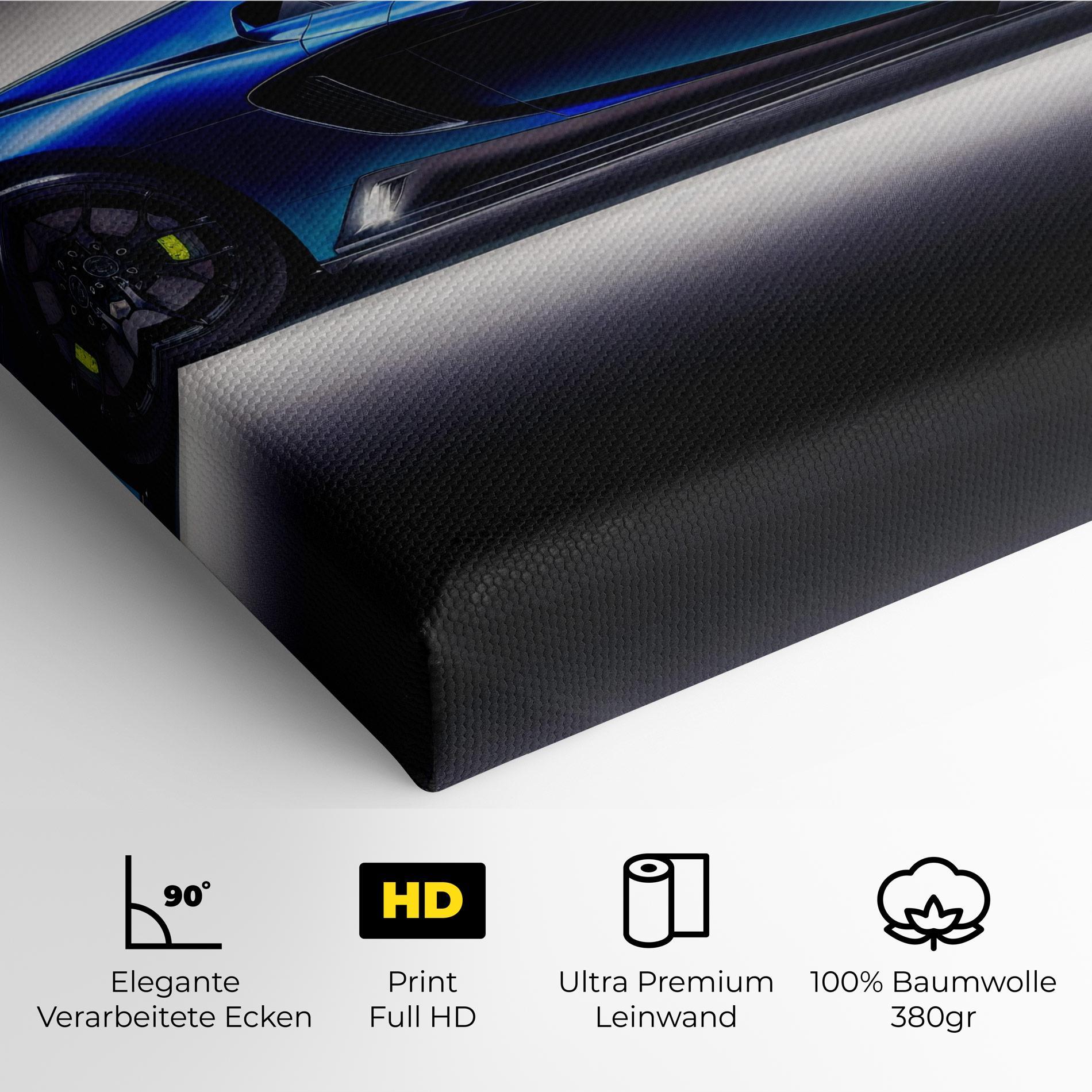 Leinwandbild Blue Hypercar Side mockup 4