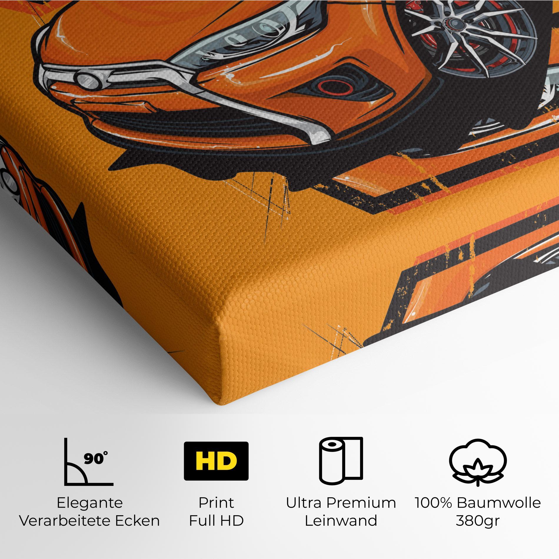 Leinwandbild Racing Orange Car mockup 4