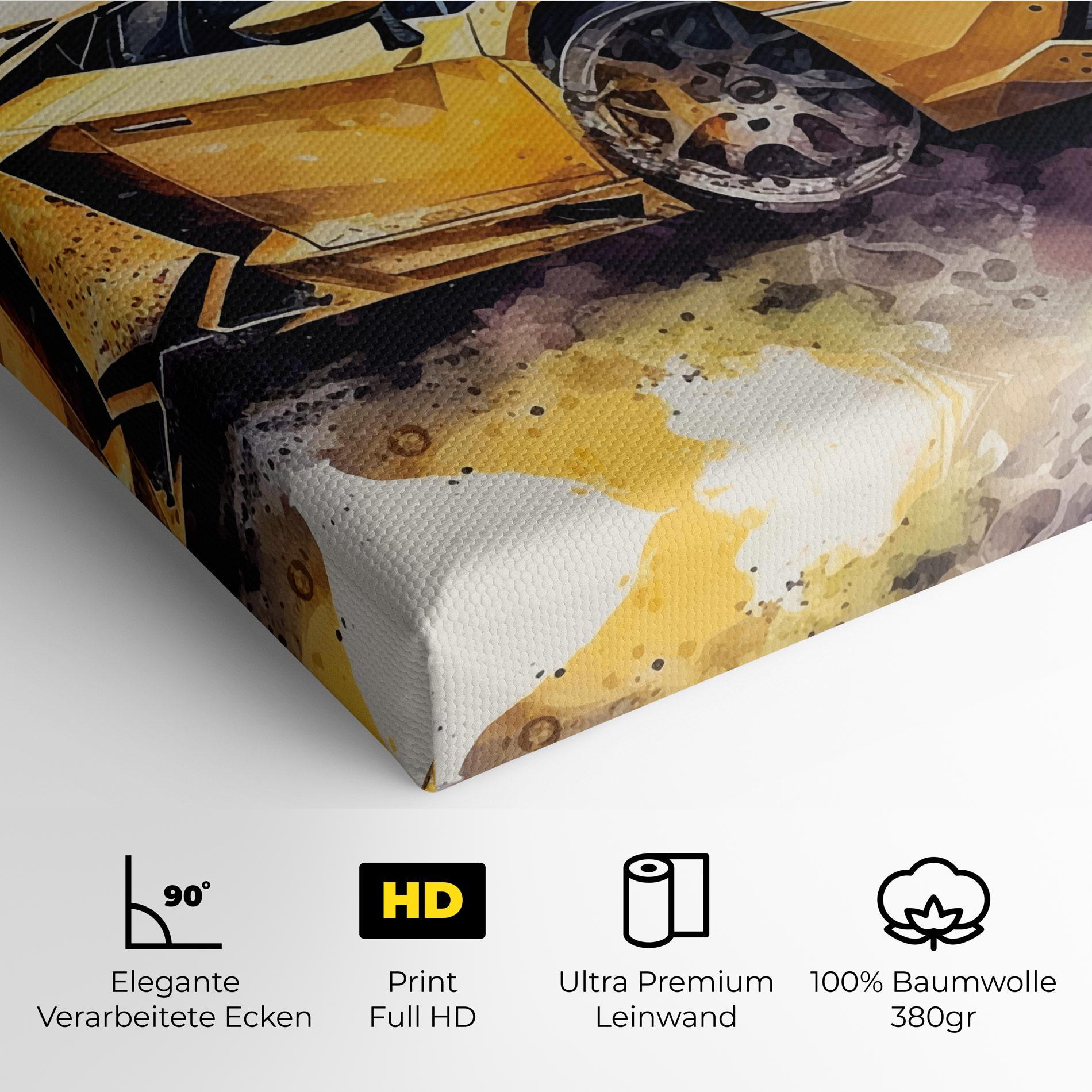Leinwandbild Watercolor Sport Car mockup 4