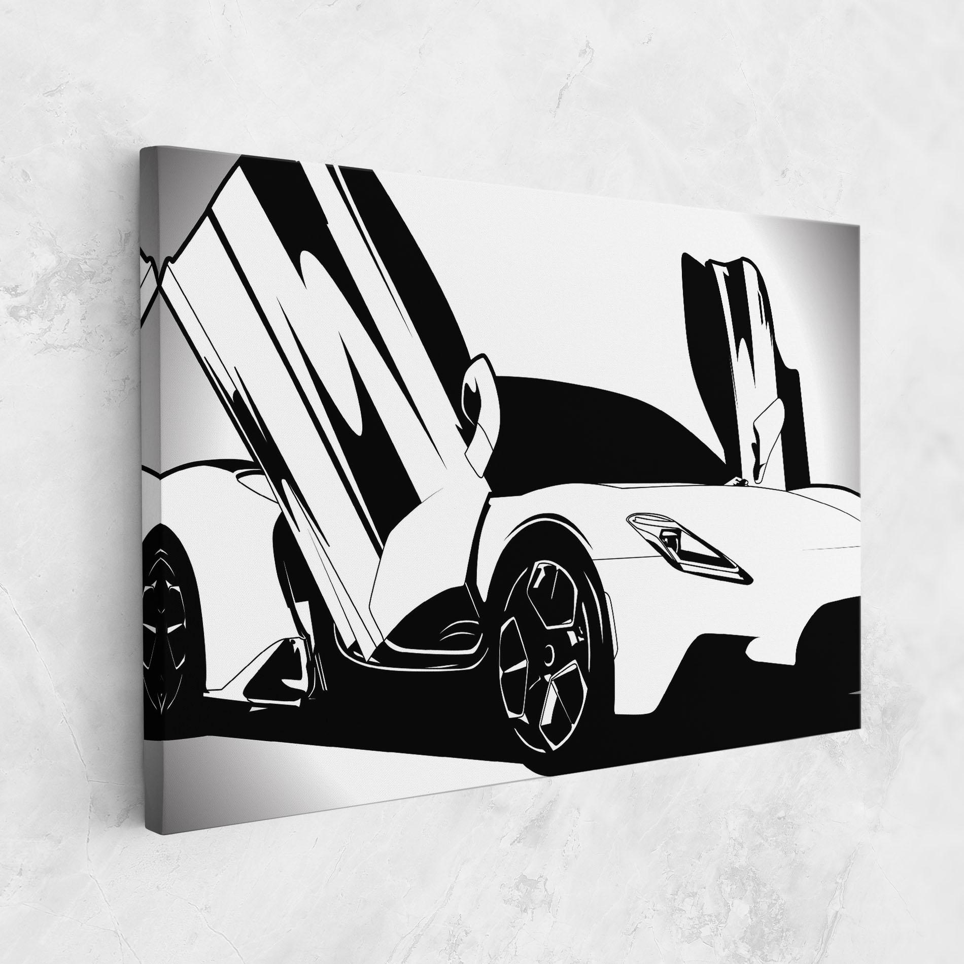 Leinwandbild Black White Car mockup 1