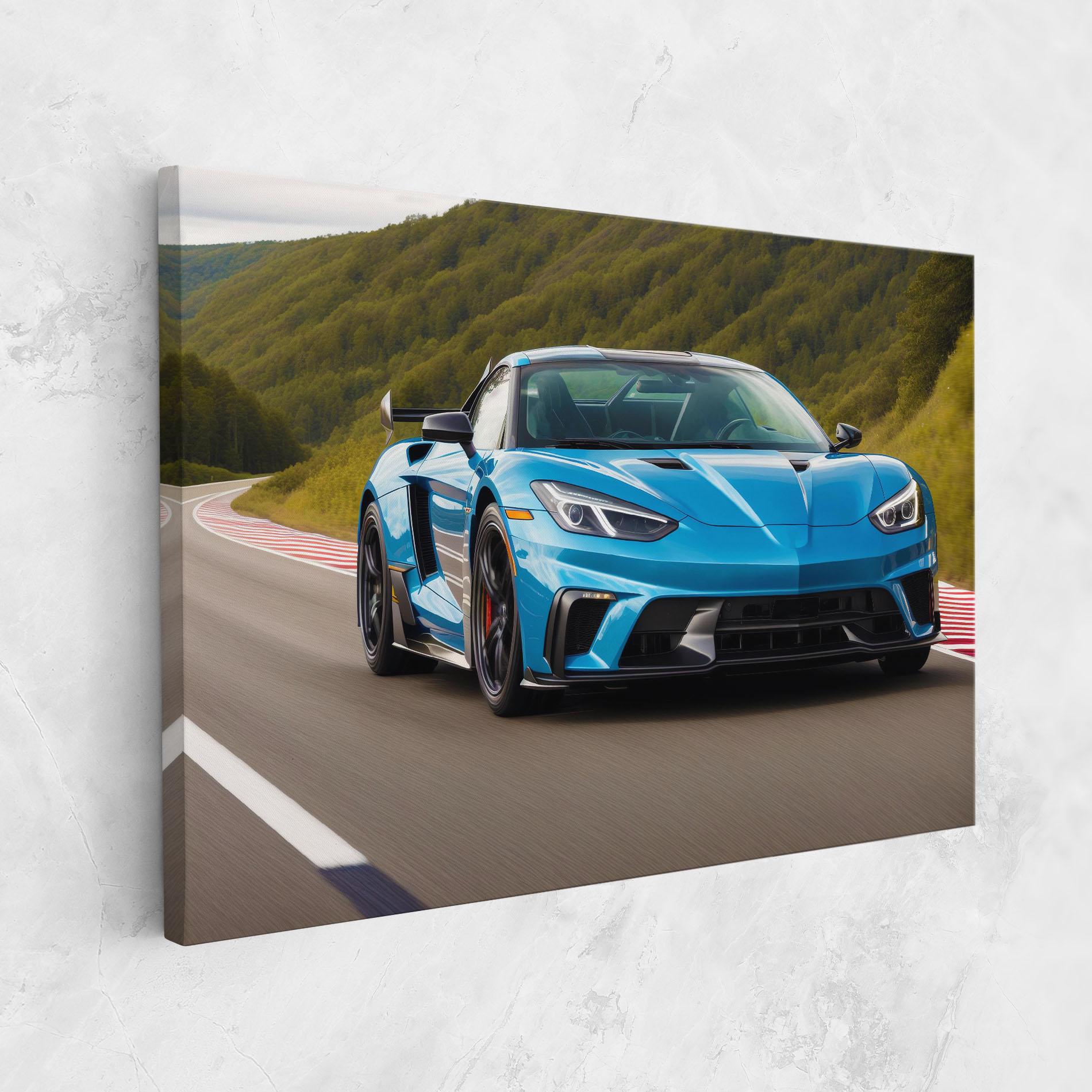 Leinwandbild Blue Sport Car mockup 1