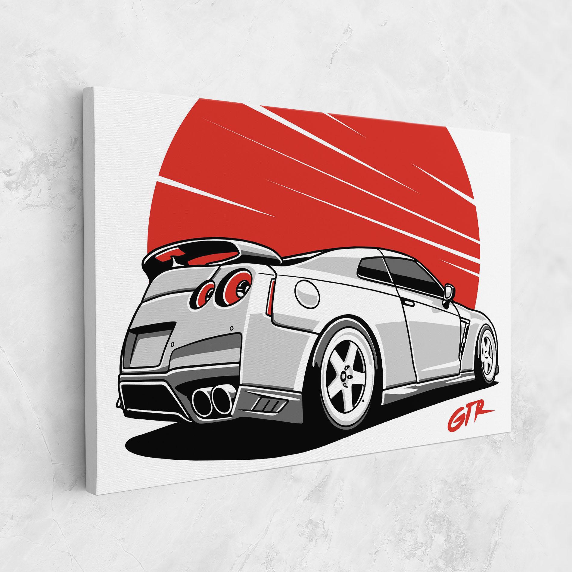 Leinwandbild Grey Gtr Car mockup 1
