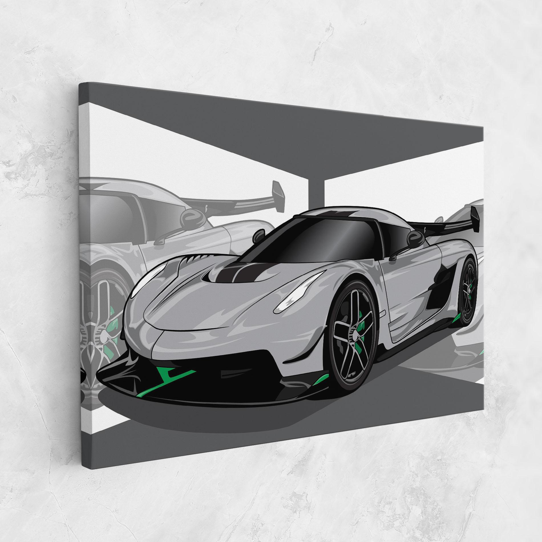 Leinwandbild Grey Sport Car mockup 1