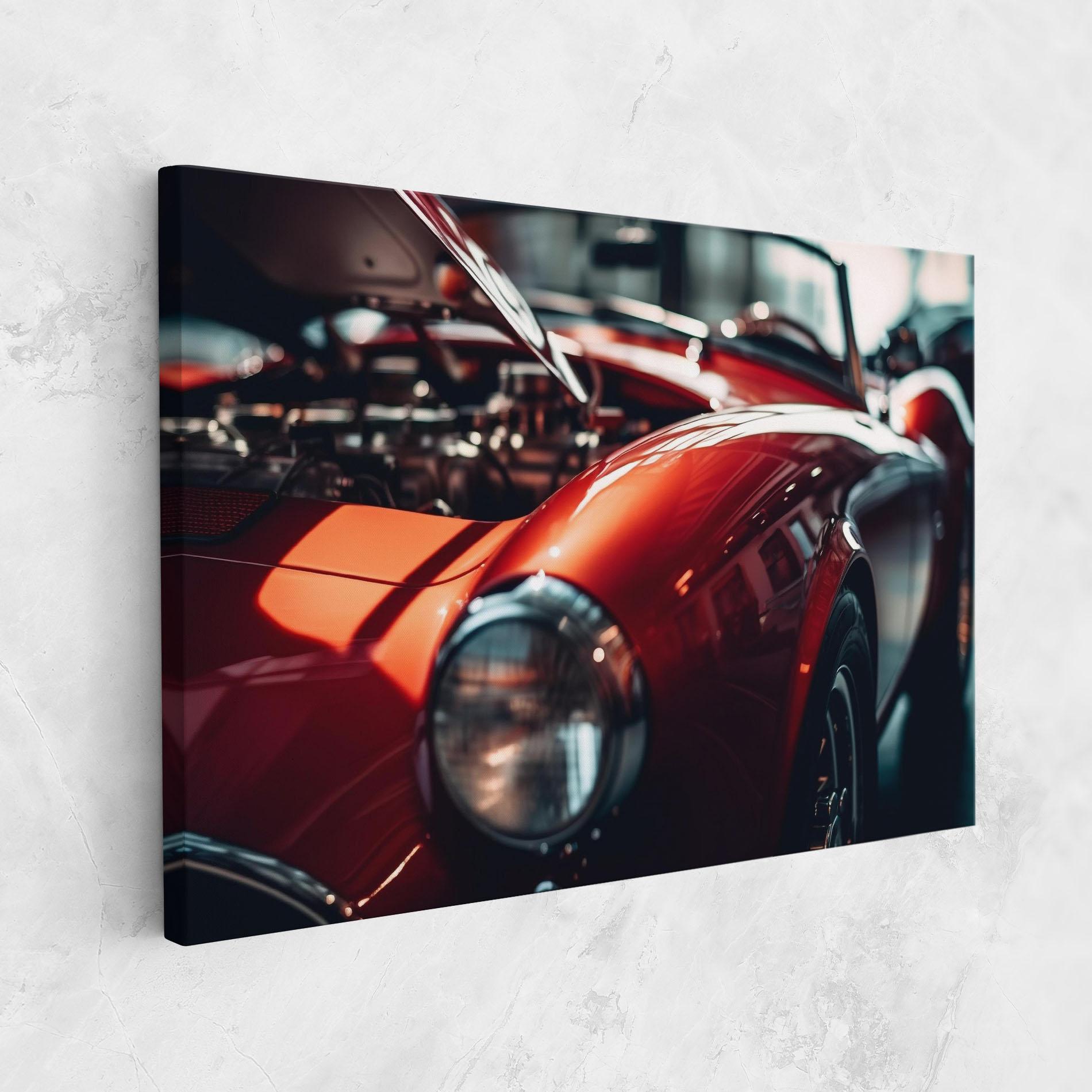 Leinwandbild Old Vintage Red Car mockup 1