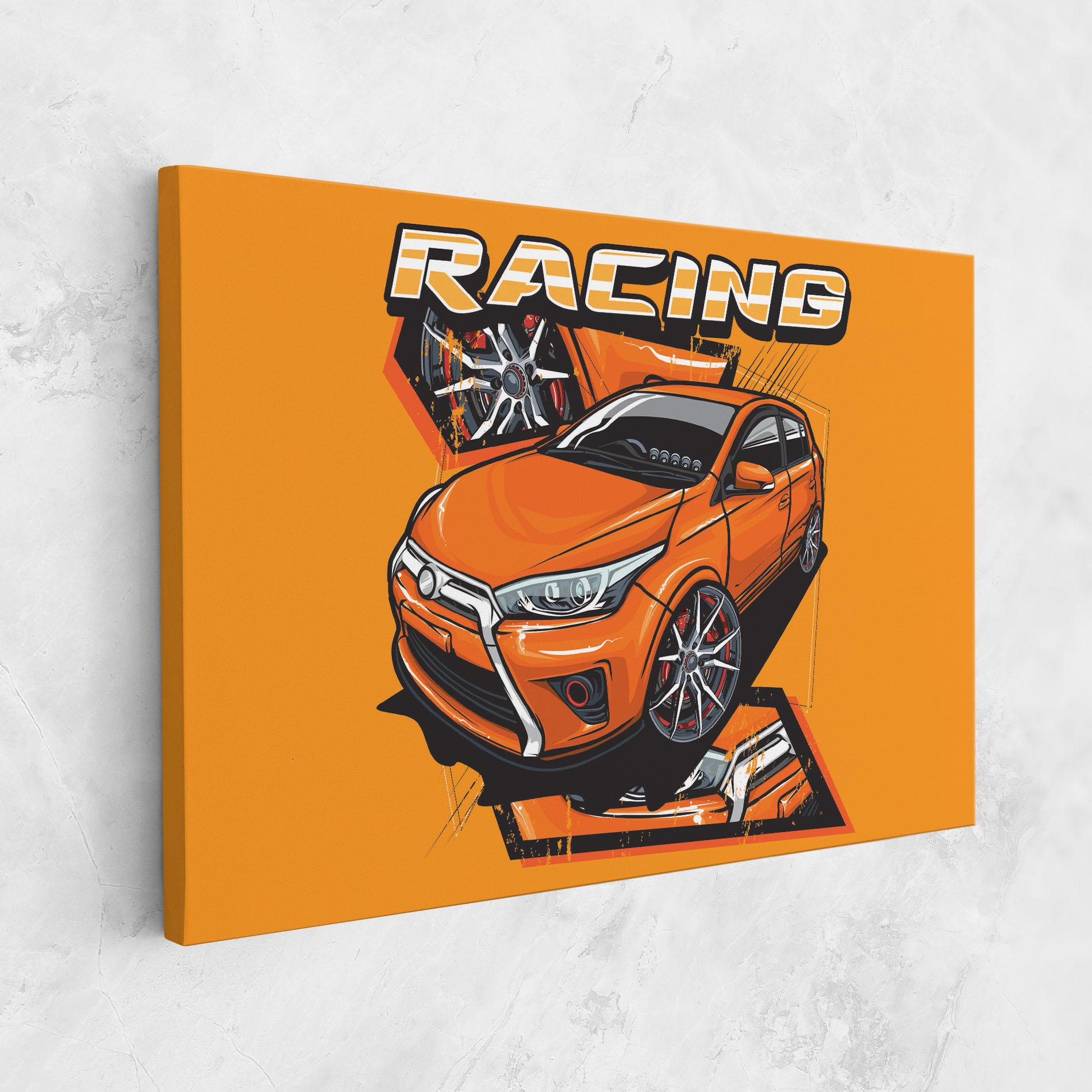 Leinwandbild Racing Orange Car mockup 1