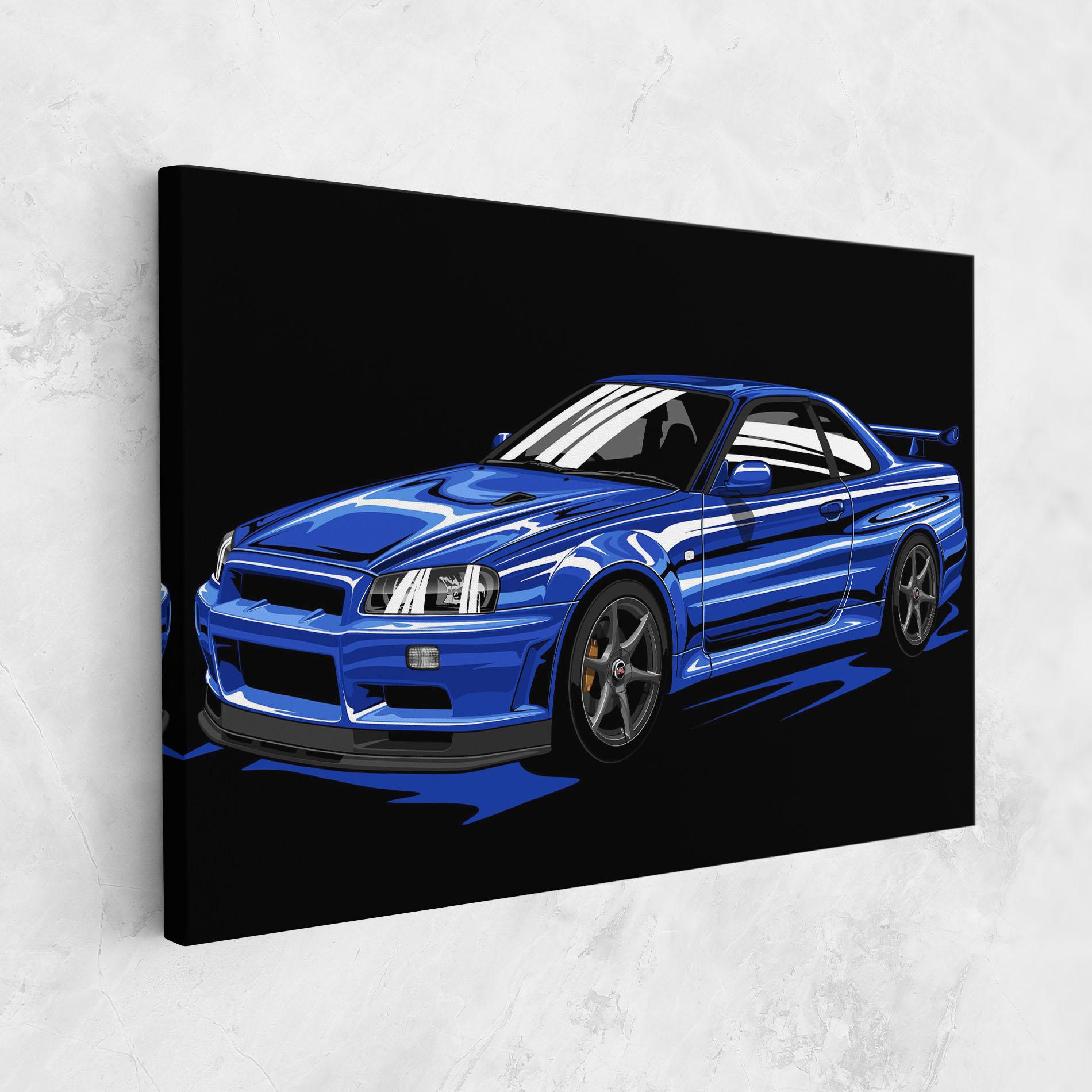 Leinwandbild Sport Blue Car mockup 1