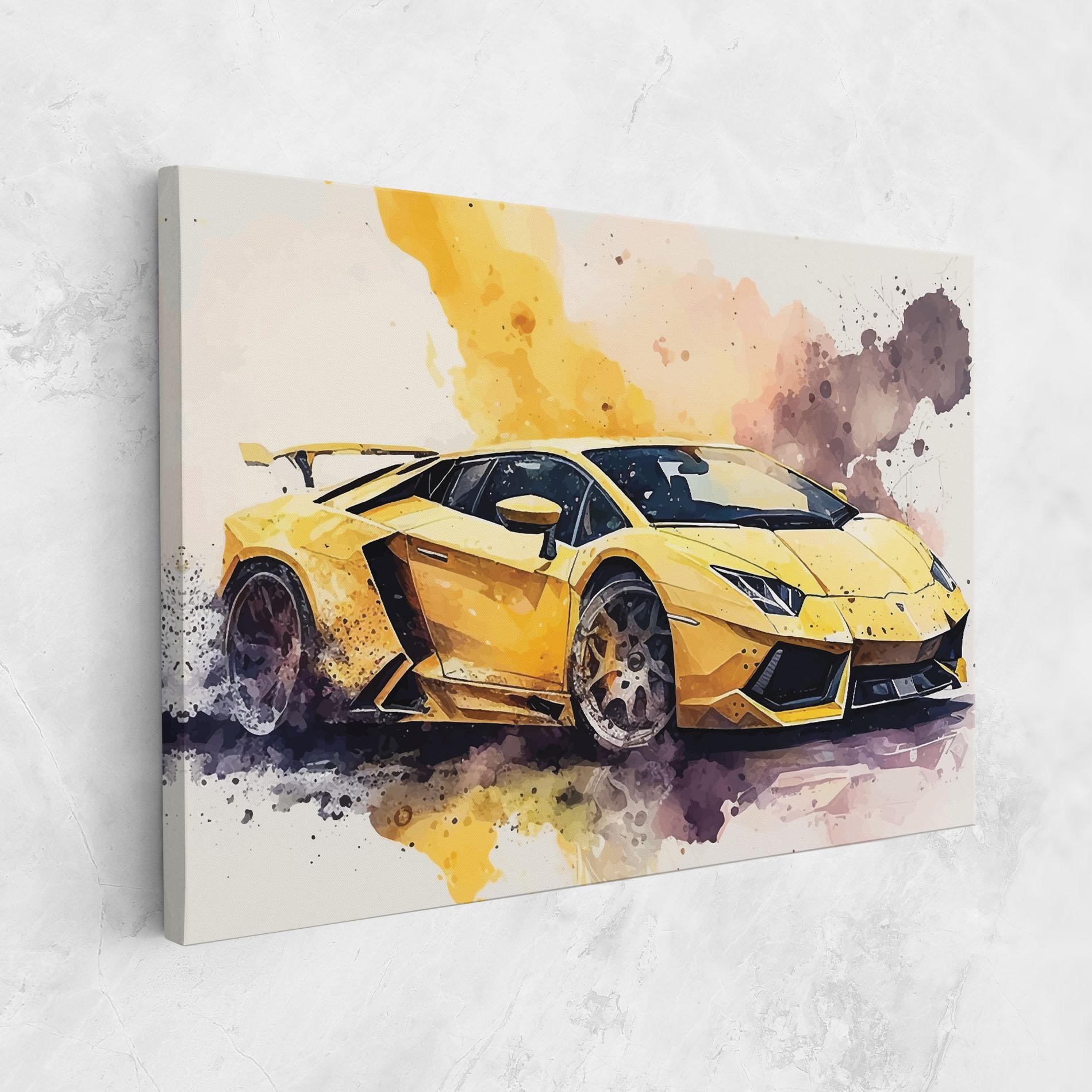 Leinwandbild Watercolor Sport Car mockup 1