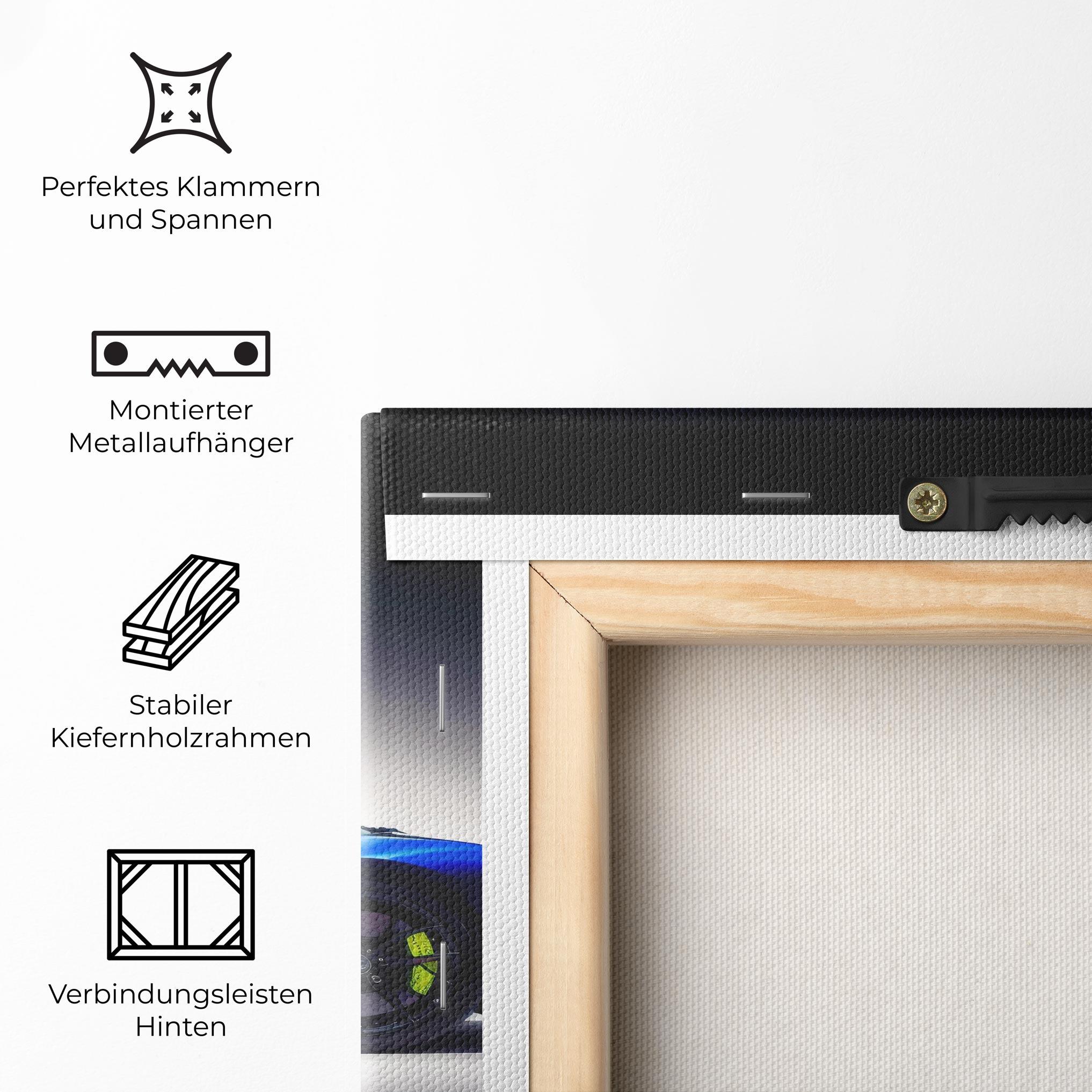 Leinwandbild Blue Hypercar Side mockup 5