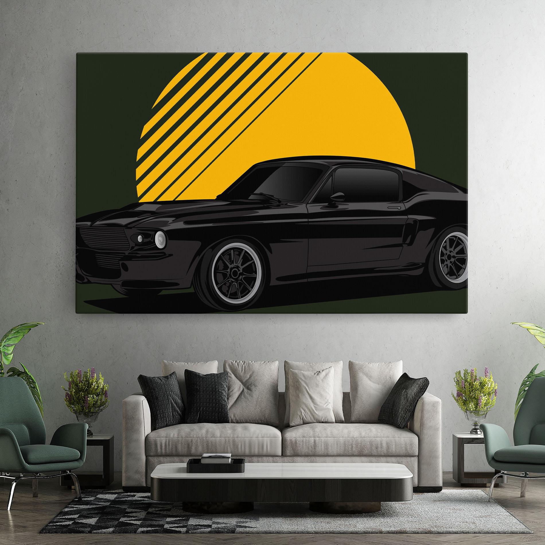Leinwandbild Black Car Sun mockup 7
