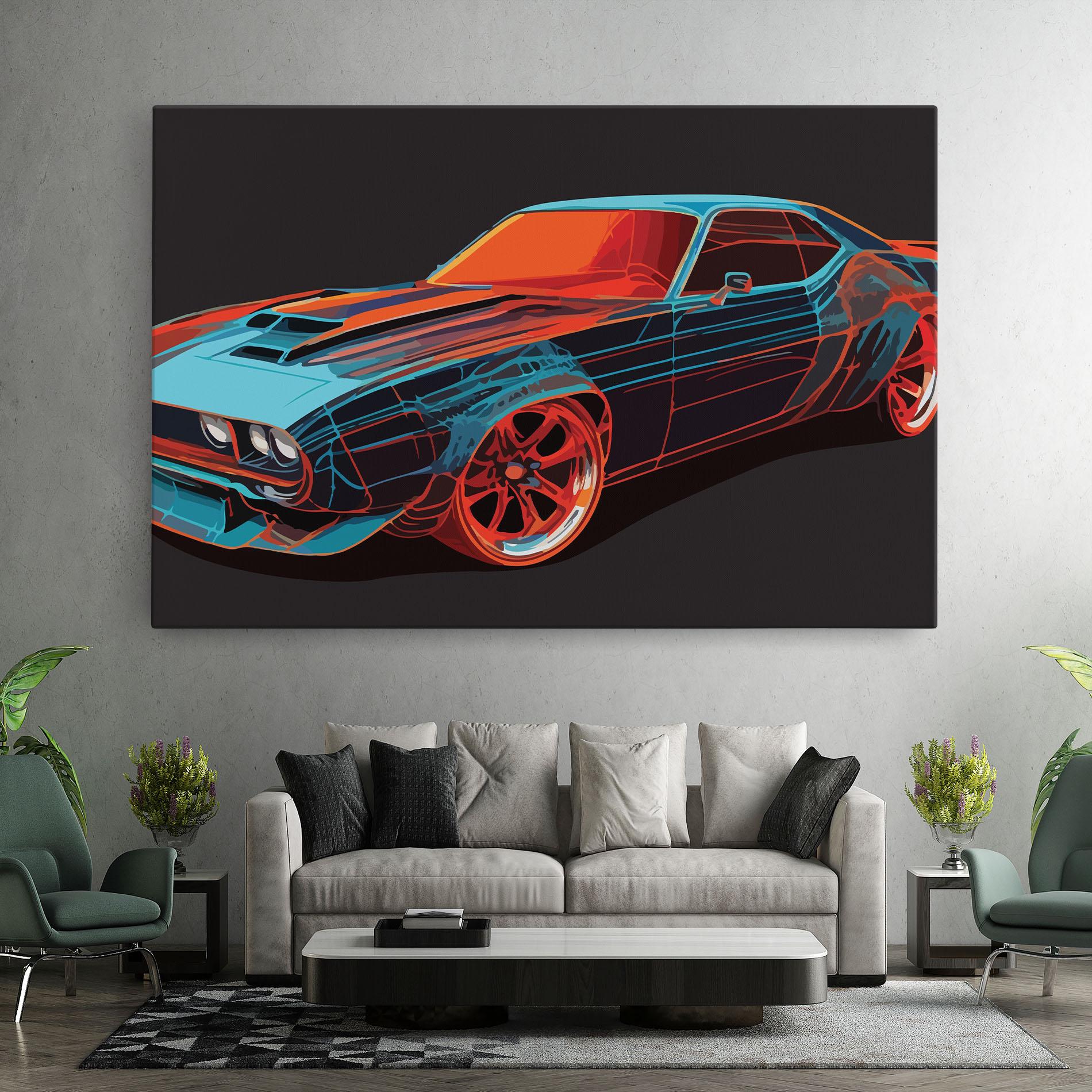 Leinwandbild Blue Orange Car mockup 7