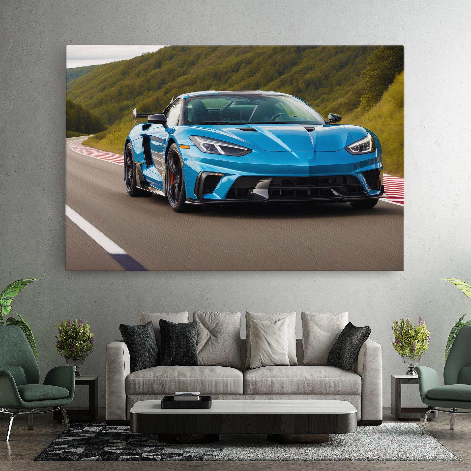 Leinwandbild Blue Sport Car mockup 7