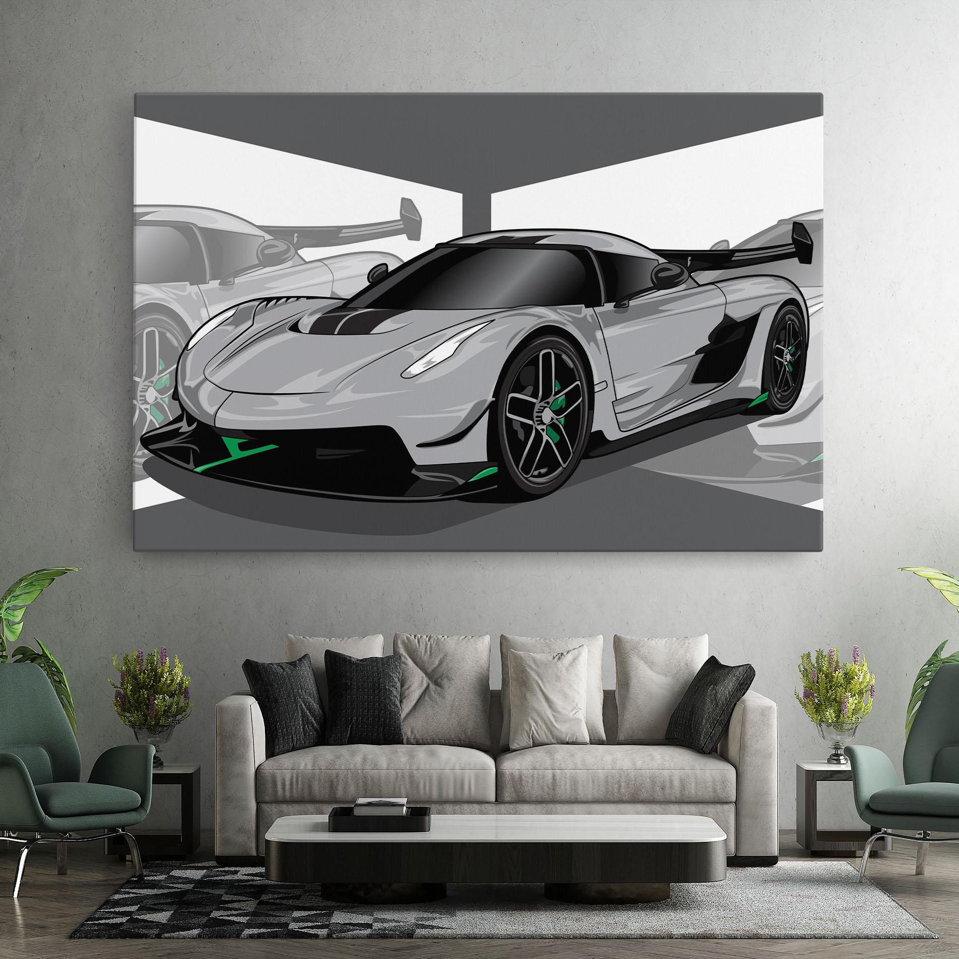 Leinwandbild Grey Sport Car mockup 7