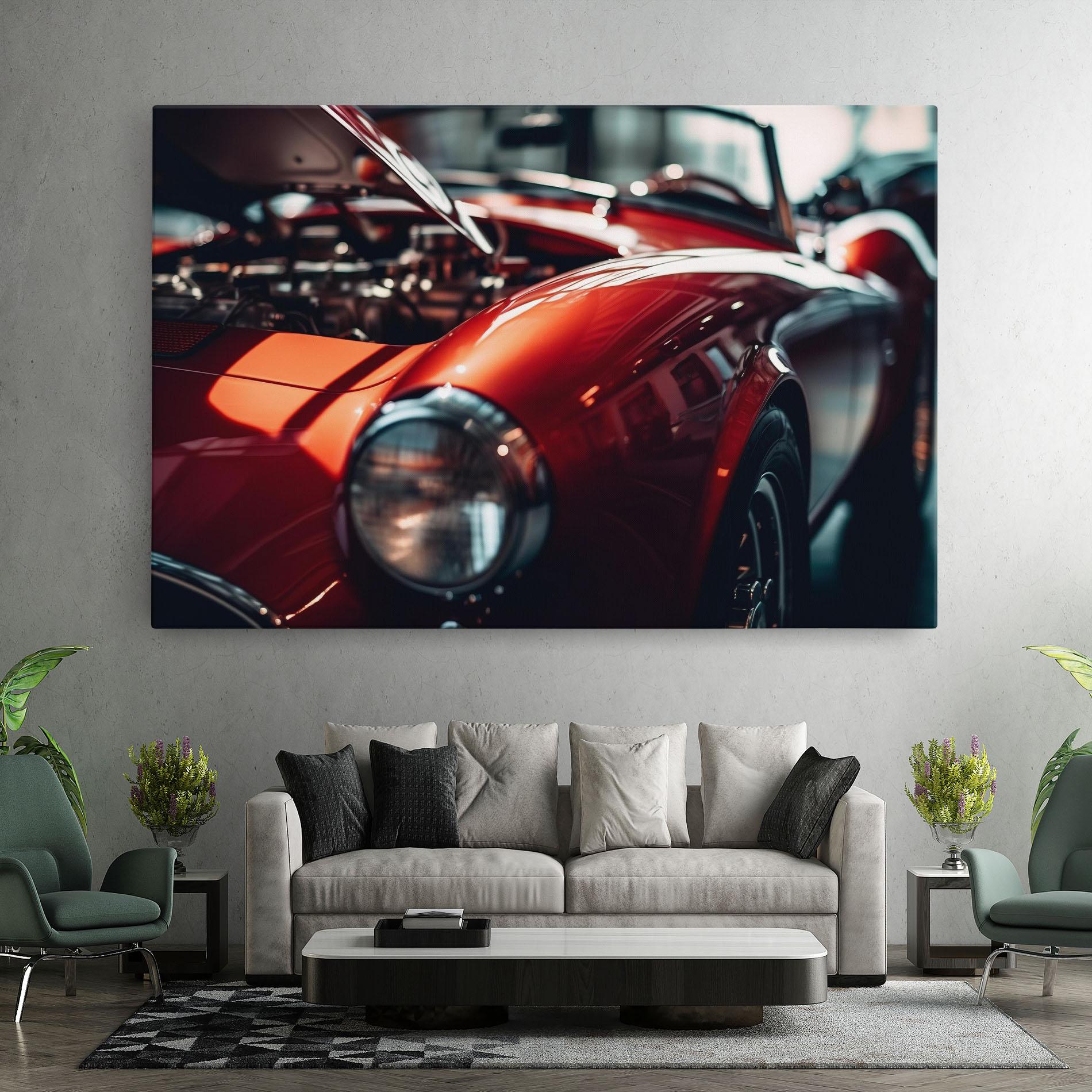 Leinwandbild Old Vintage Red Car mockup 7