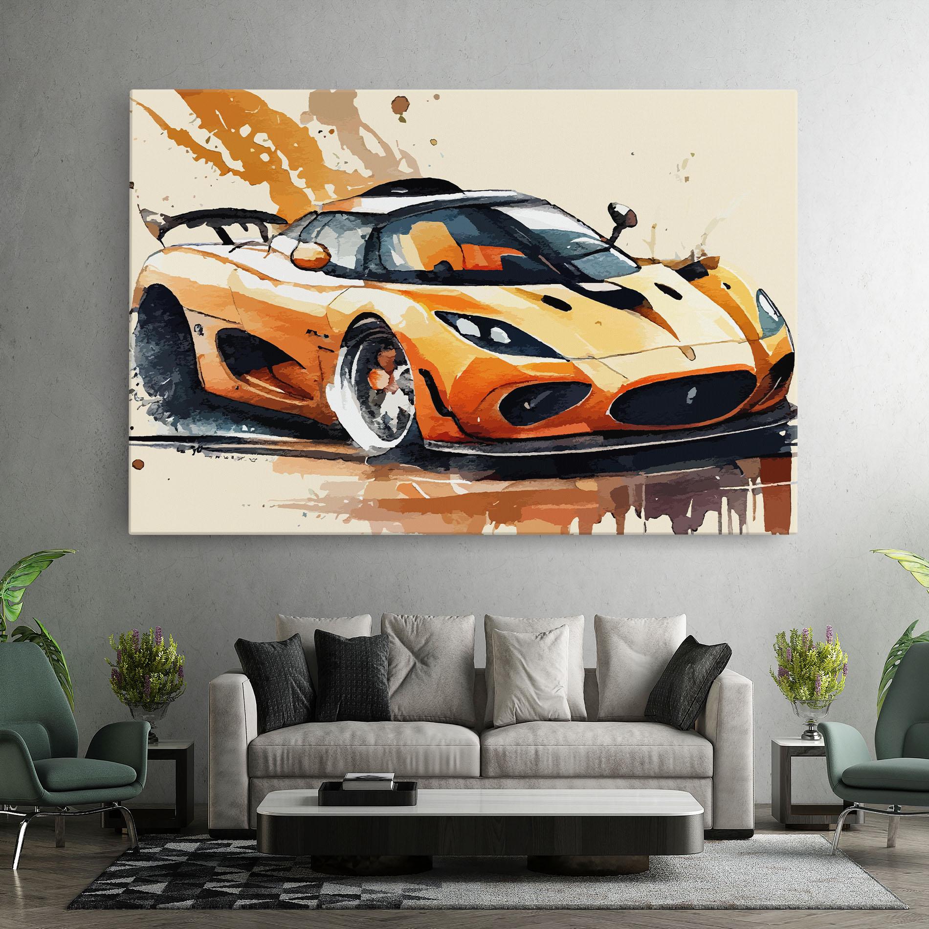 Leinwandbild Orange Paint Car mockup 7
