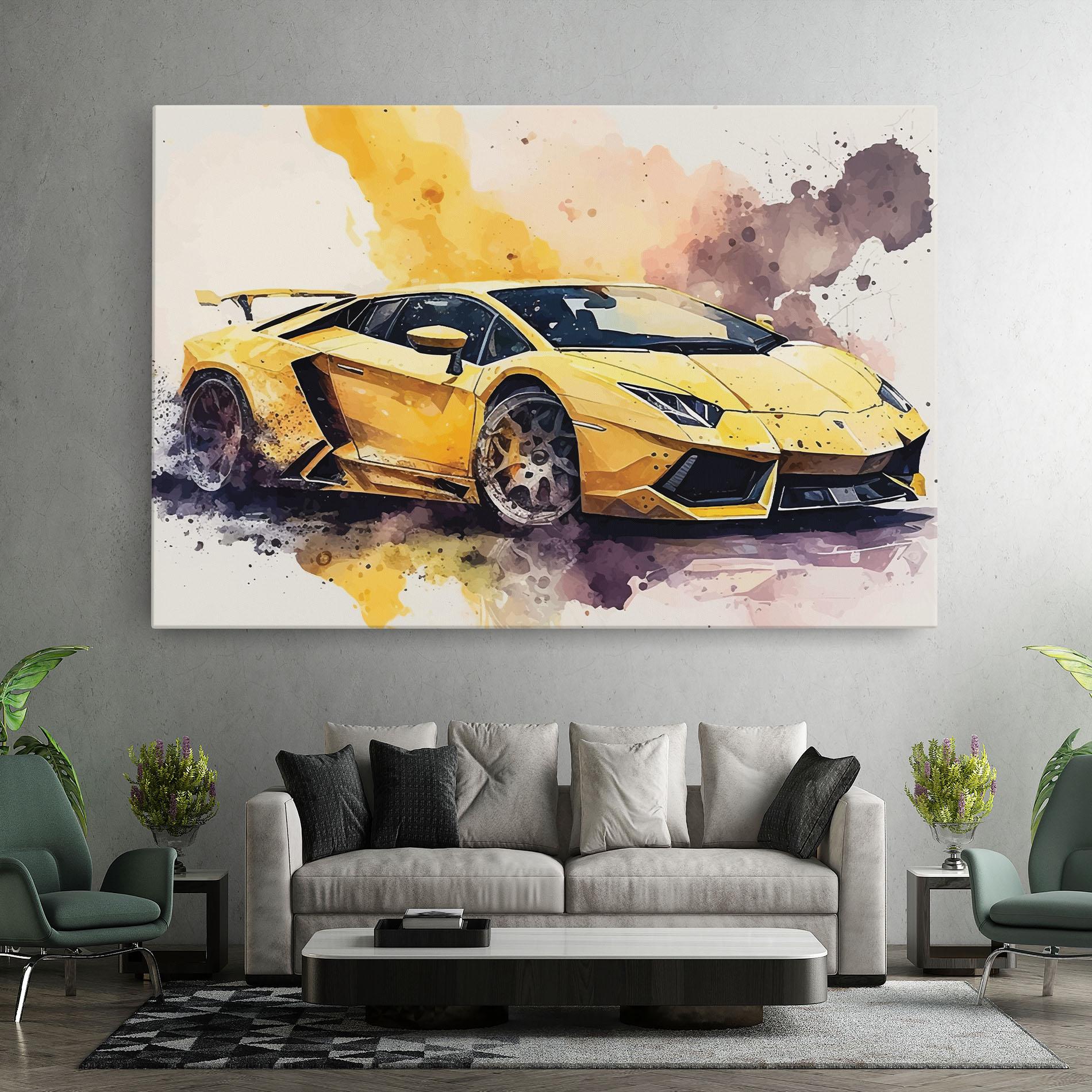 Leinwandbild Watercolor Sport Car mockup 7