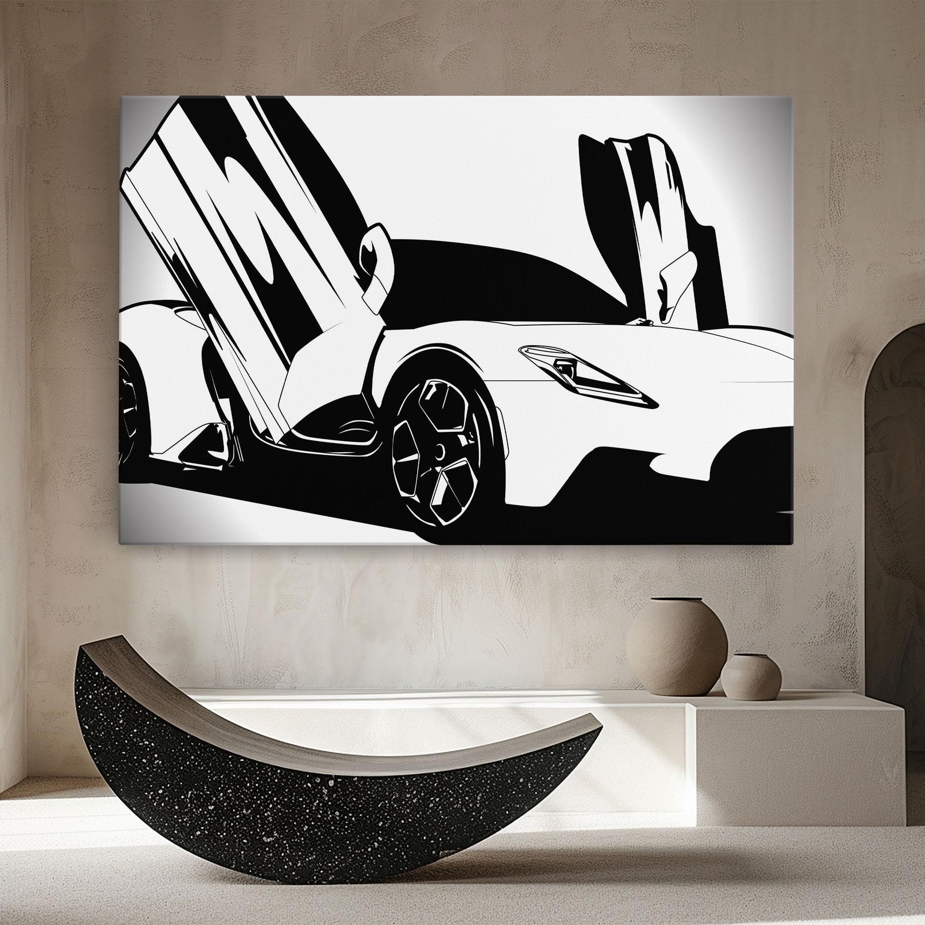 Leinwandbild Black White Car mockup 8