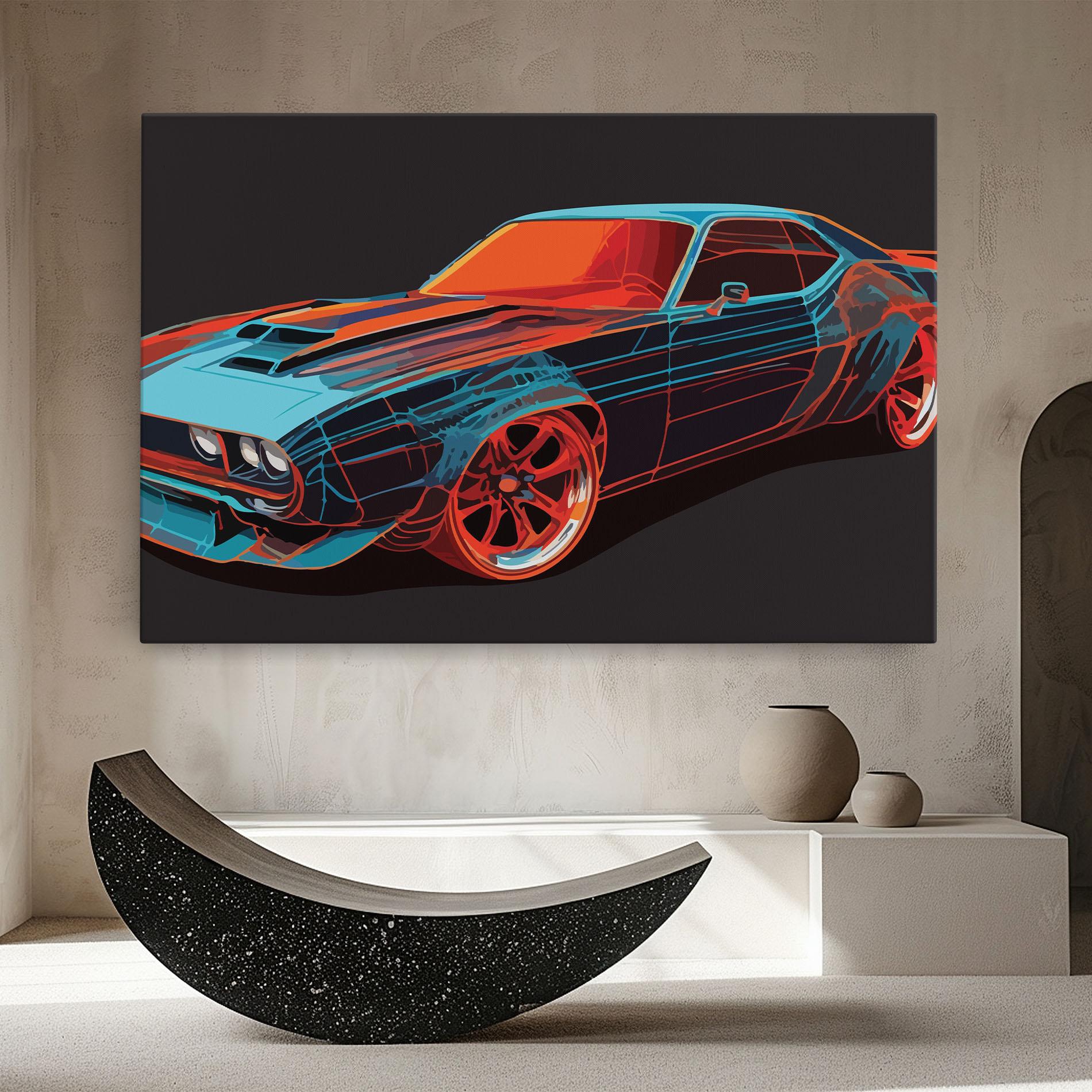 Leinwandbild Blue Orange Car mockup 8