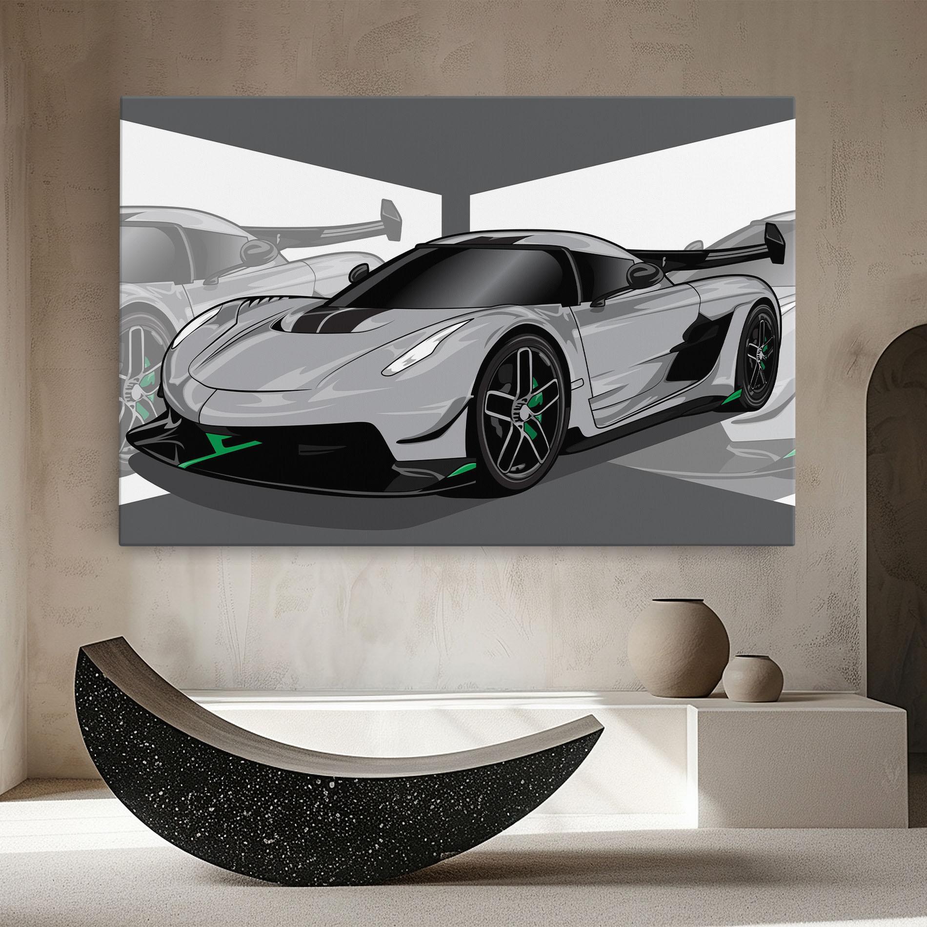 Leinwandbild Grey Sport Car mockup 8