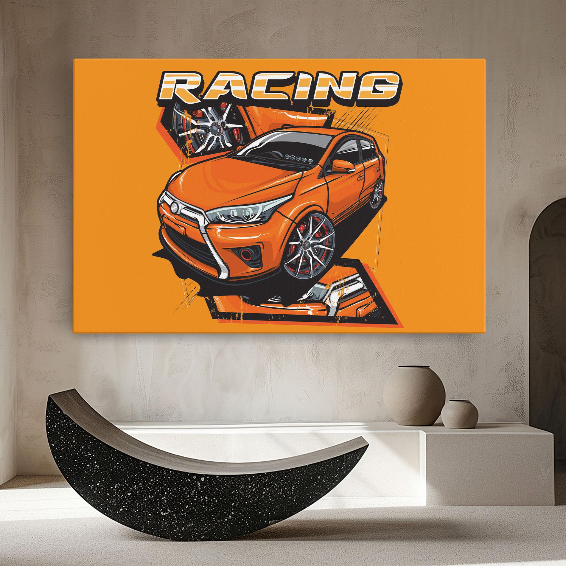 Leinwandbild Racing Orange Car mockup 8