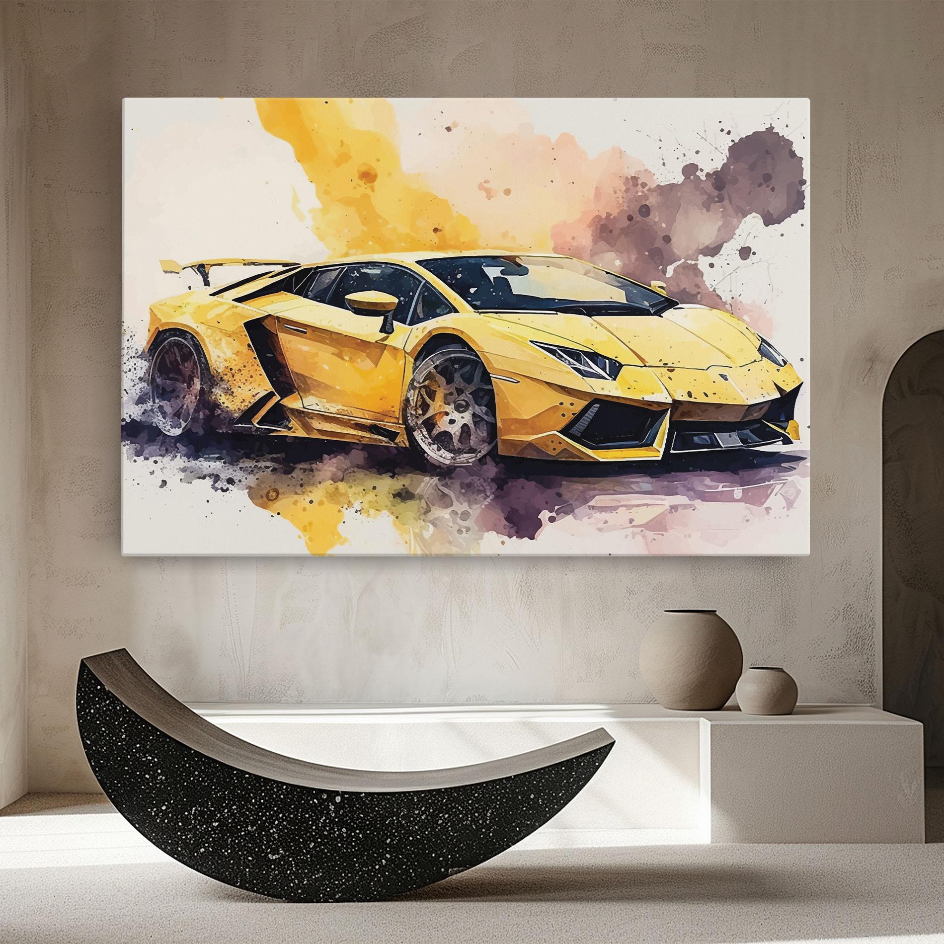 Leinwandbild Watercolor Sport Car mockup 8